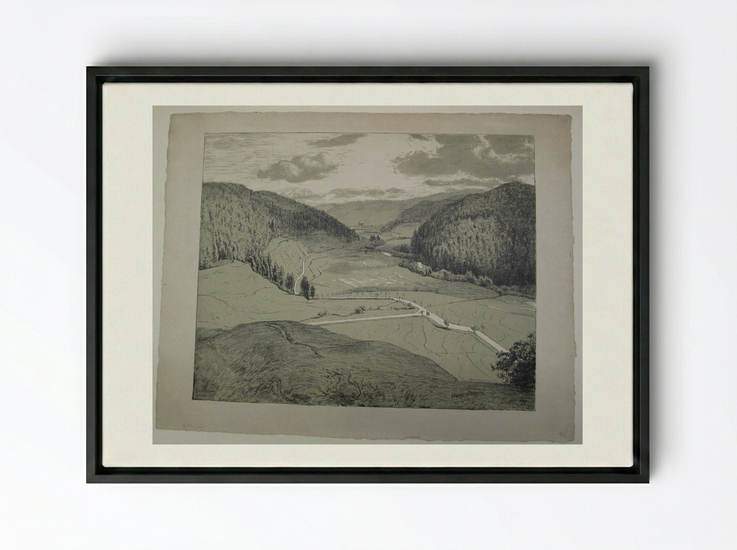 View of St. Blaise - Hans Thoma - Framed Canvas Black