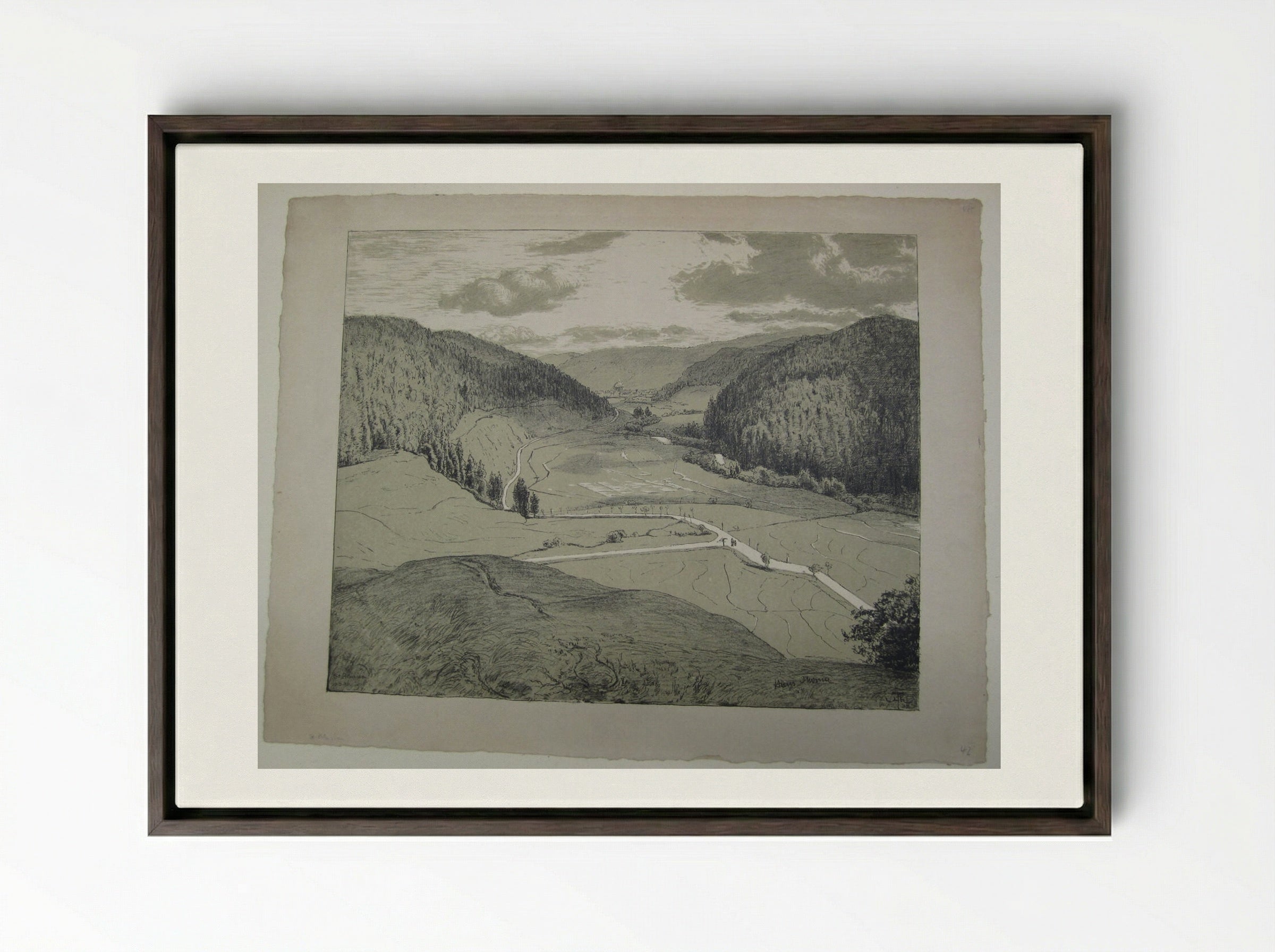 View of St. Blaise - Hans Thoma - Framed Canvas Dark Wood