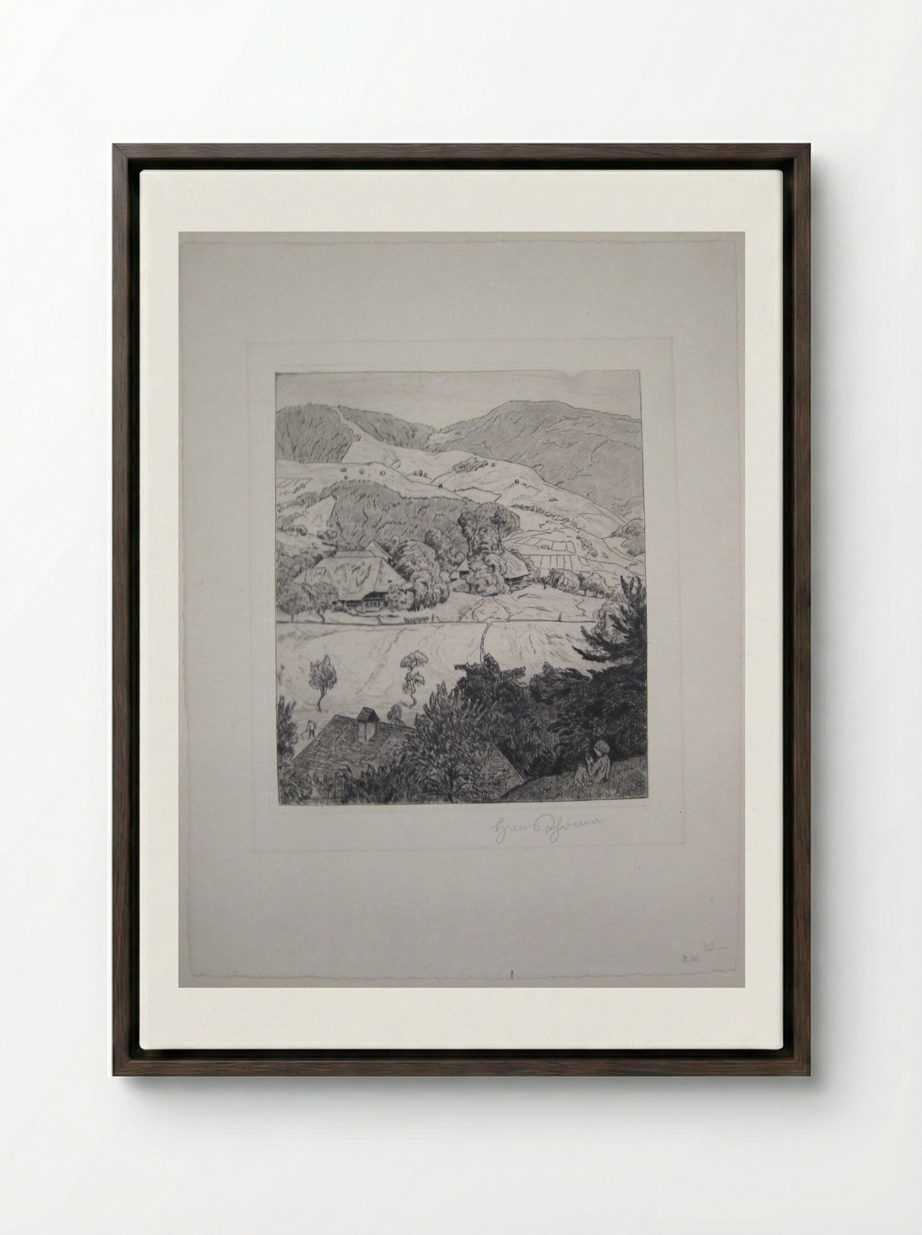 Schönenberg - Hans Thoma - Framed Canvas Dark Wood