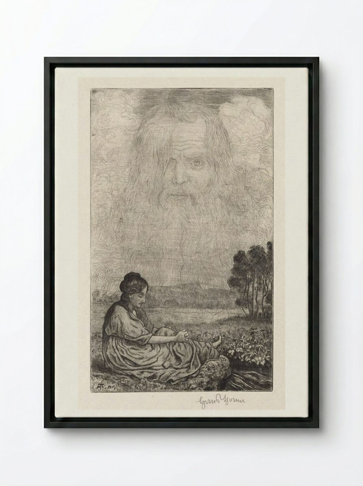 Miracle of the Clouds - Hans Thoma - Framed Canvas Black