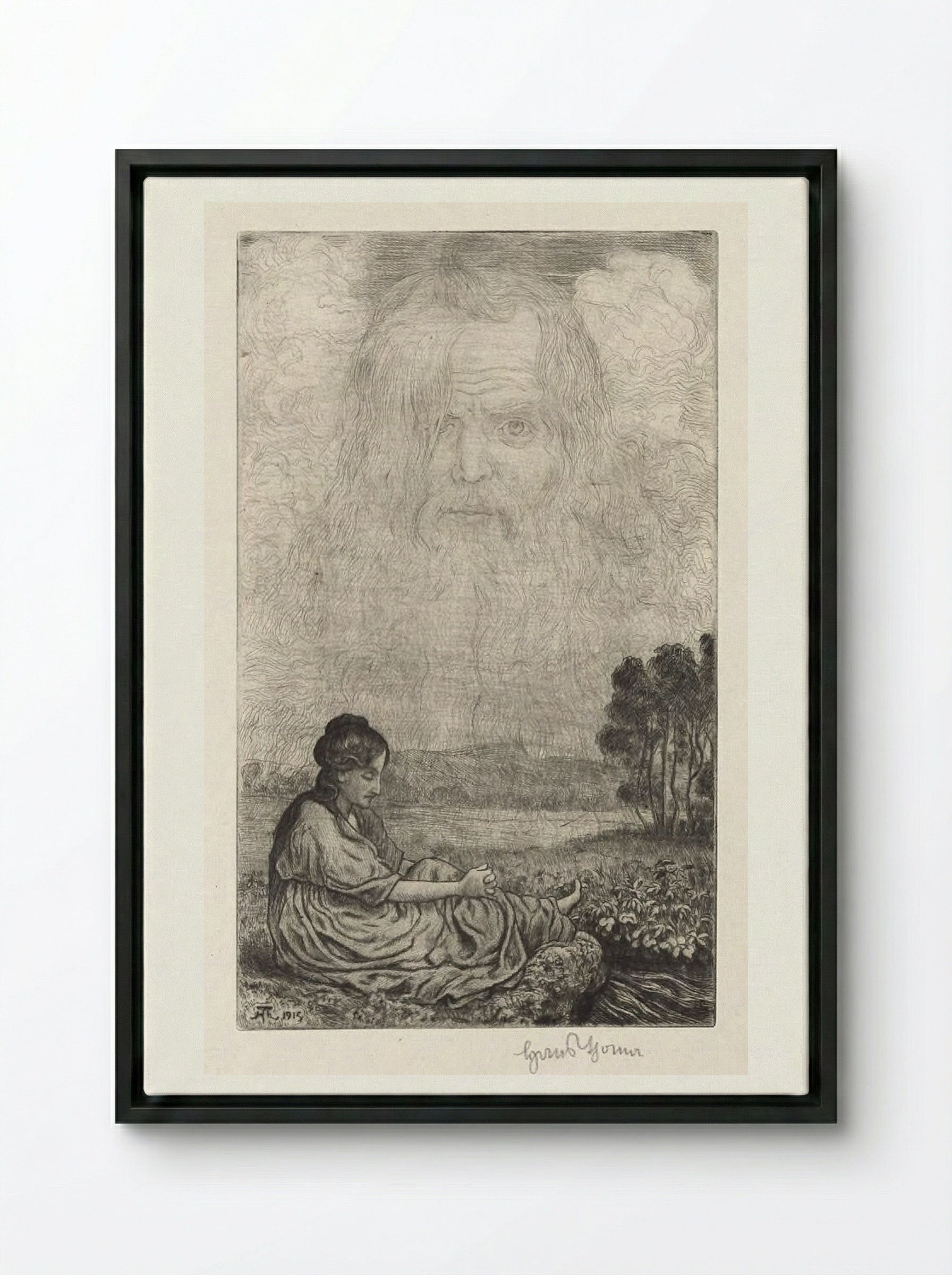 Miracle of the Clouds - Hans Thoma - Framed Canvas Black