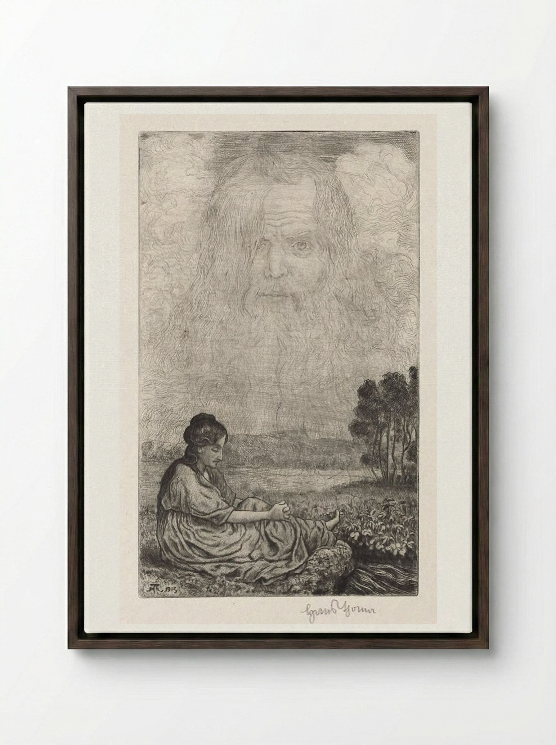 Miracle of the Clouds - Hans Thoma - Framed Canvas Dark Wood