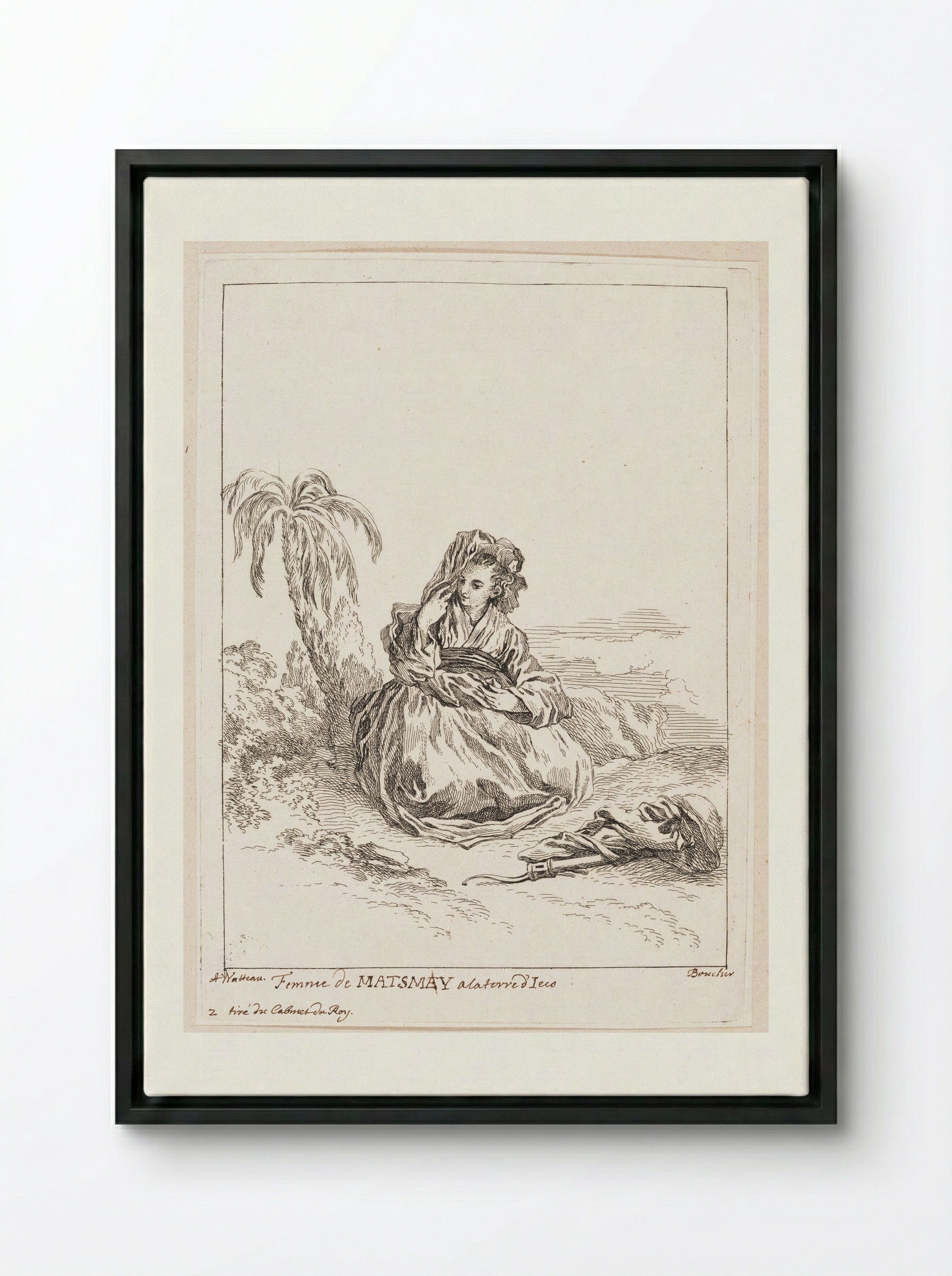 Woman from Matsmey in the Land of D'ieço - François Boucher - Framed Canvas Black