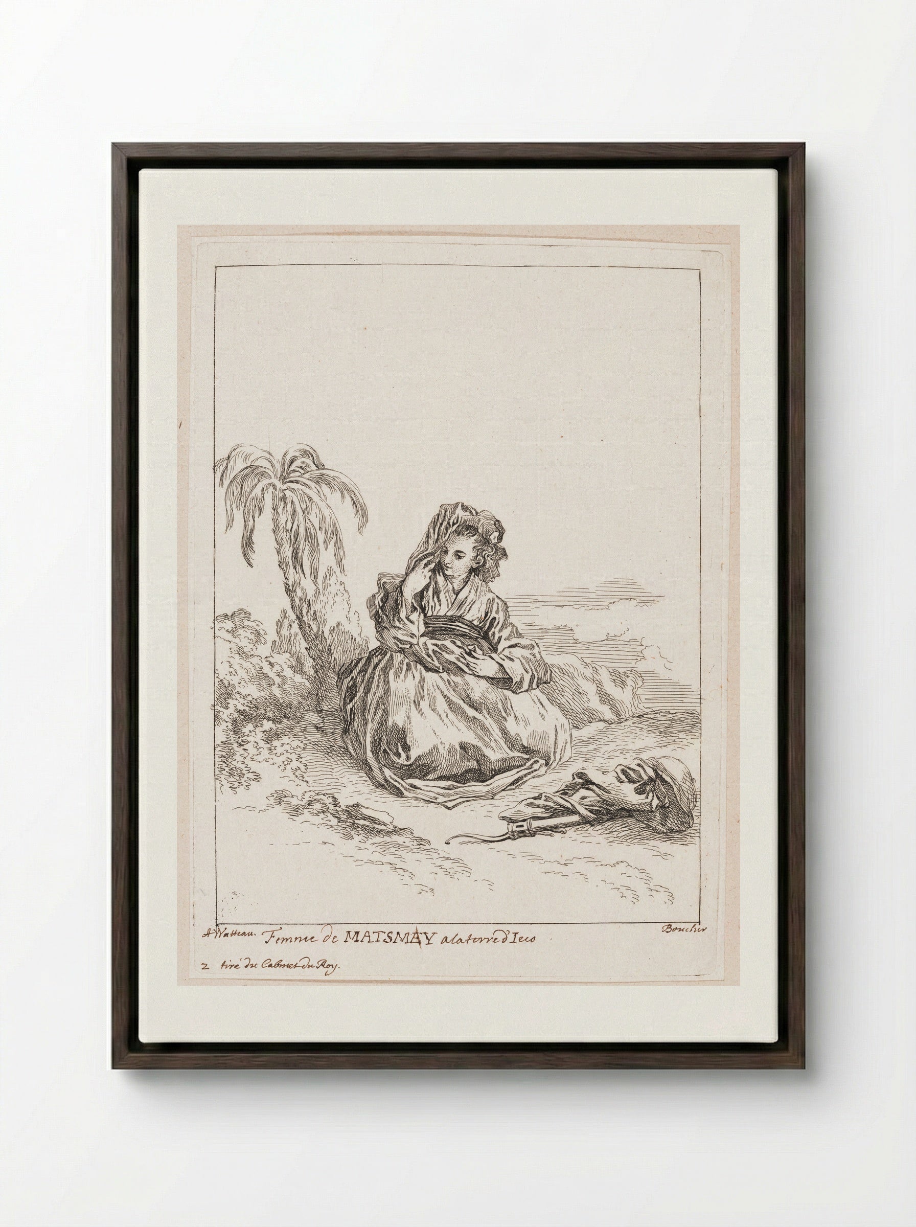 Woman from Matsmey in the Land of D'ieço - François Boucher - Framed Canvas Dark Wood