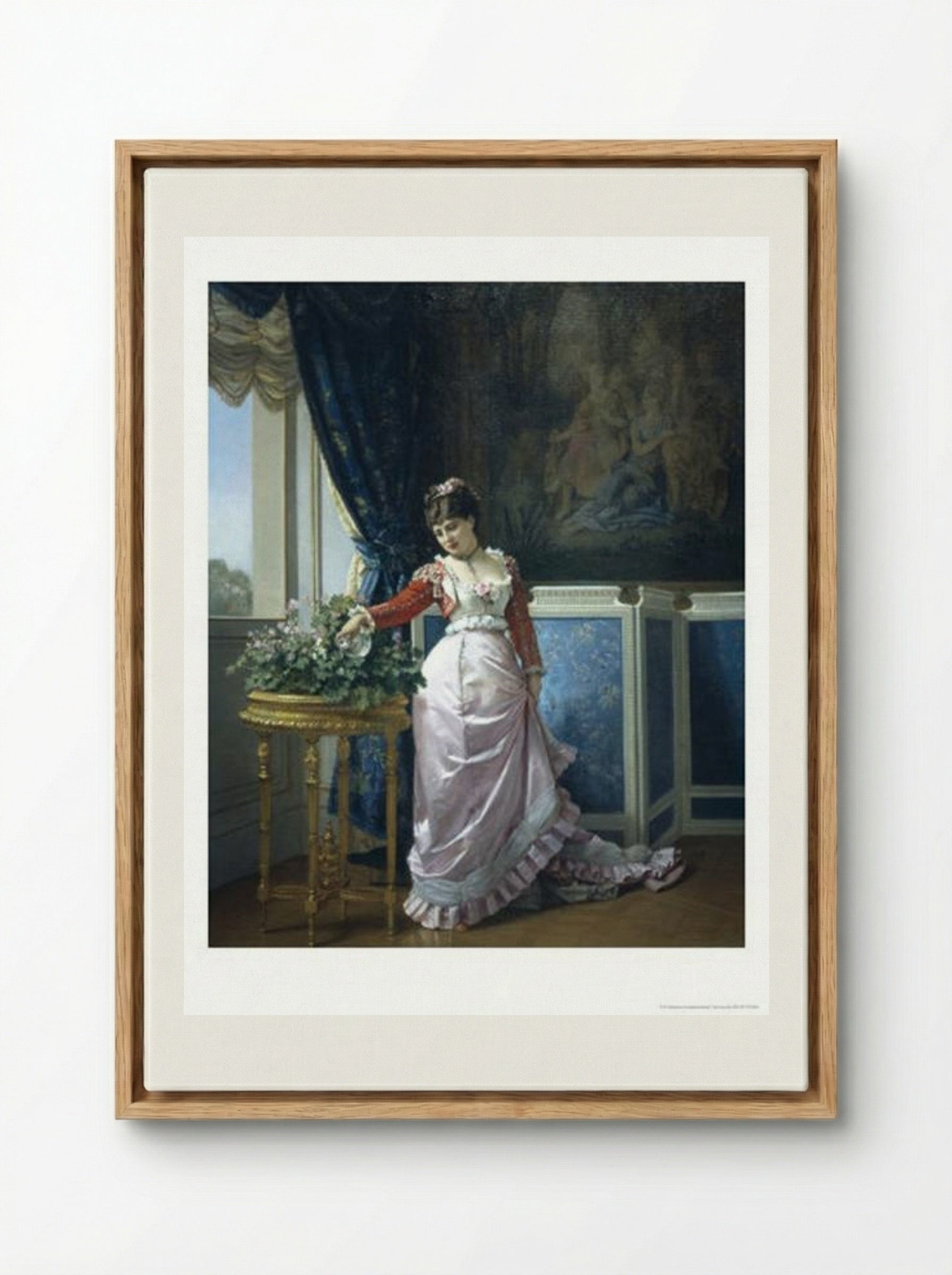 Watering the Flowers - Auguste Toulmouche - Framed Canvas Wood