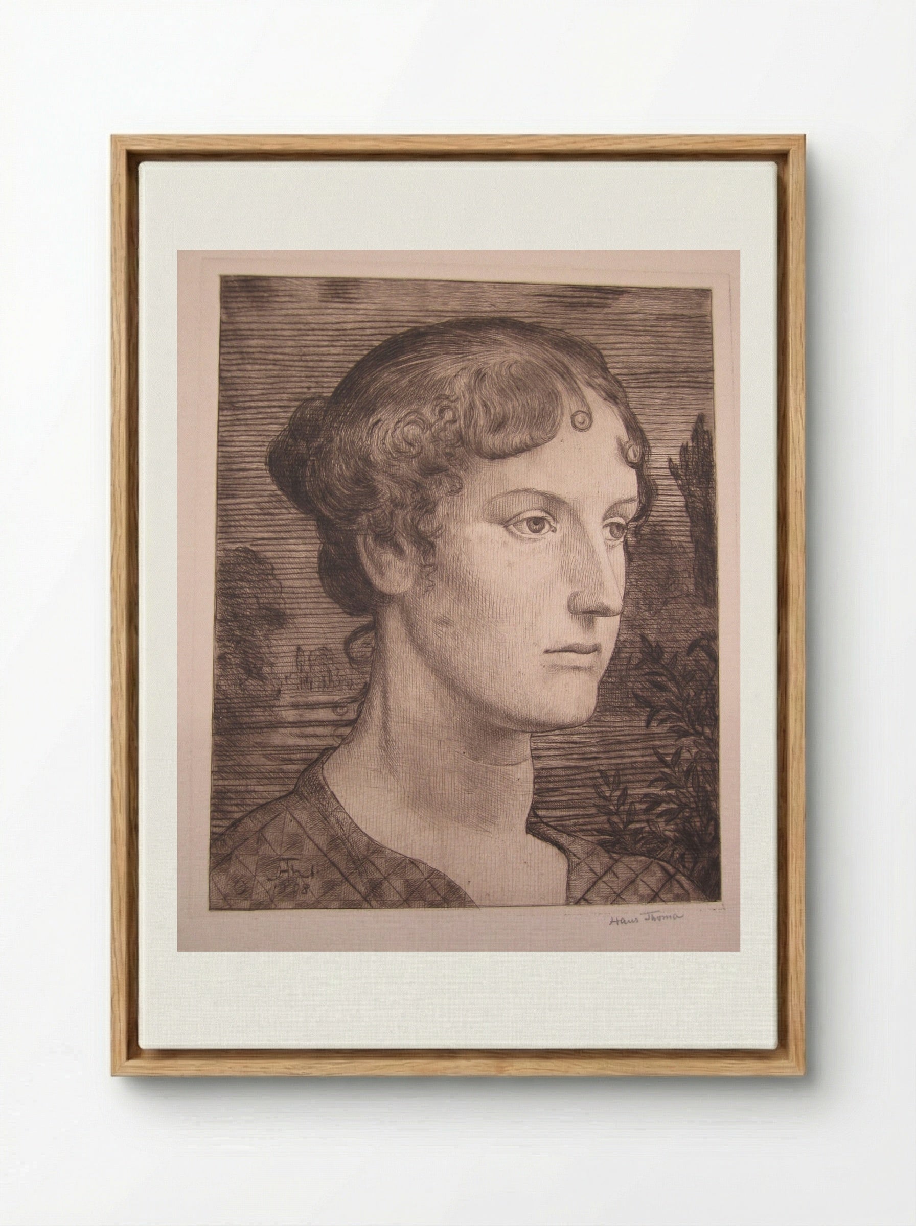 Portrait of a Woman II - Hans Thoma - Framed Canvas Wood