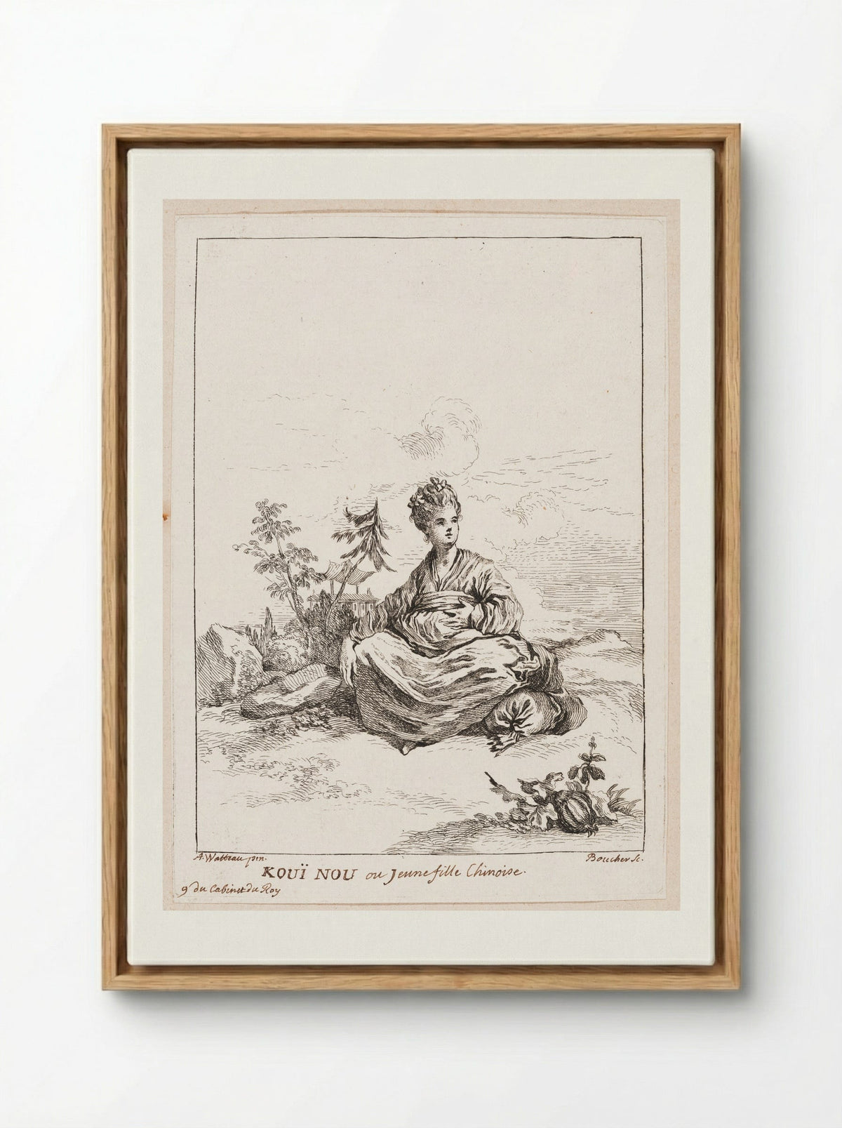 Kouï Nou or Young Chinese Girl - François Boucher - Framed Canvas Wood