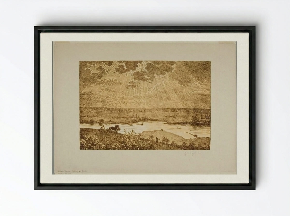 Springtime in the Region of the Main - Hans Thoma - Framed Canvas Black