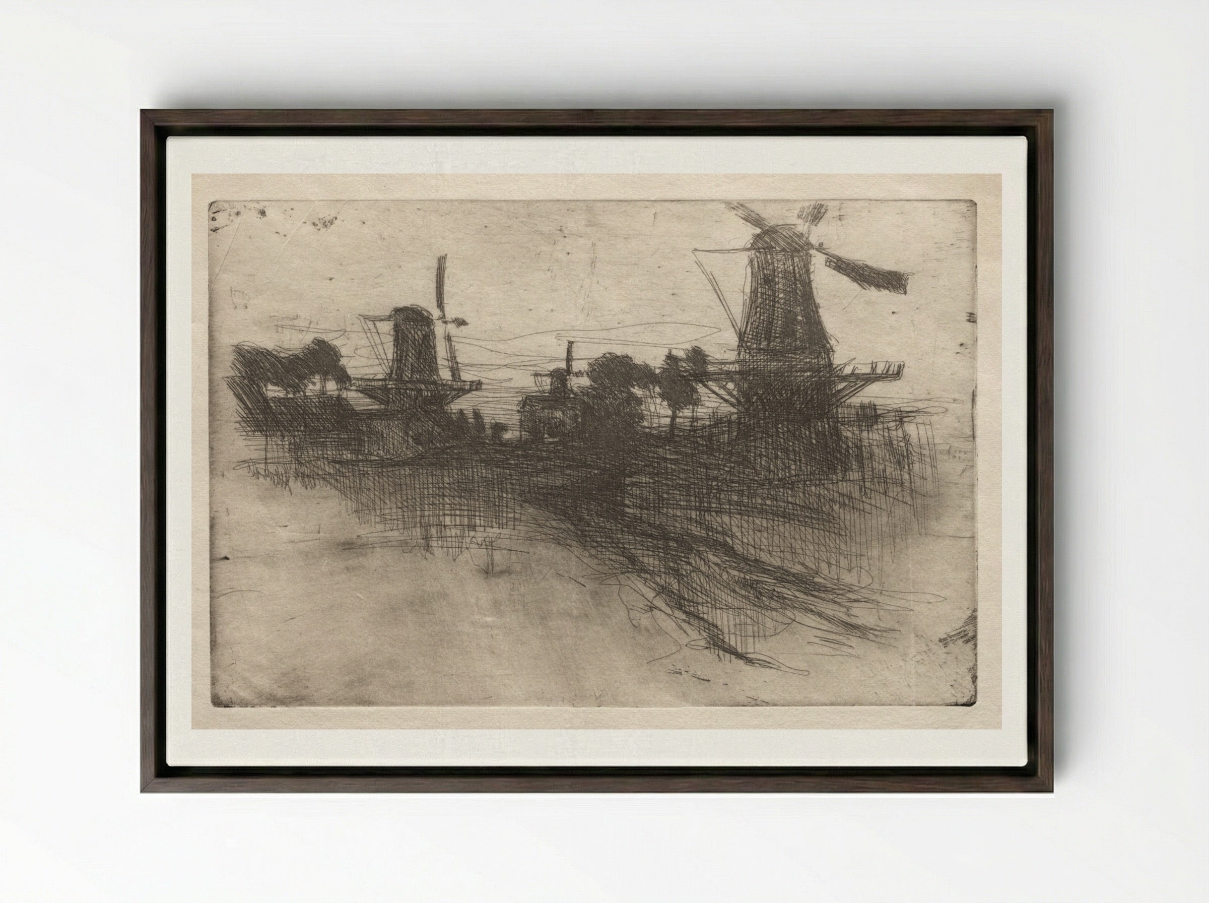 Evening, Dordrecht - John Henry Twachtman - Framed Canvas Dark Wood