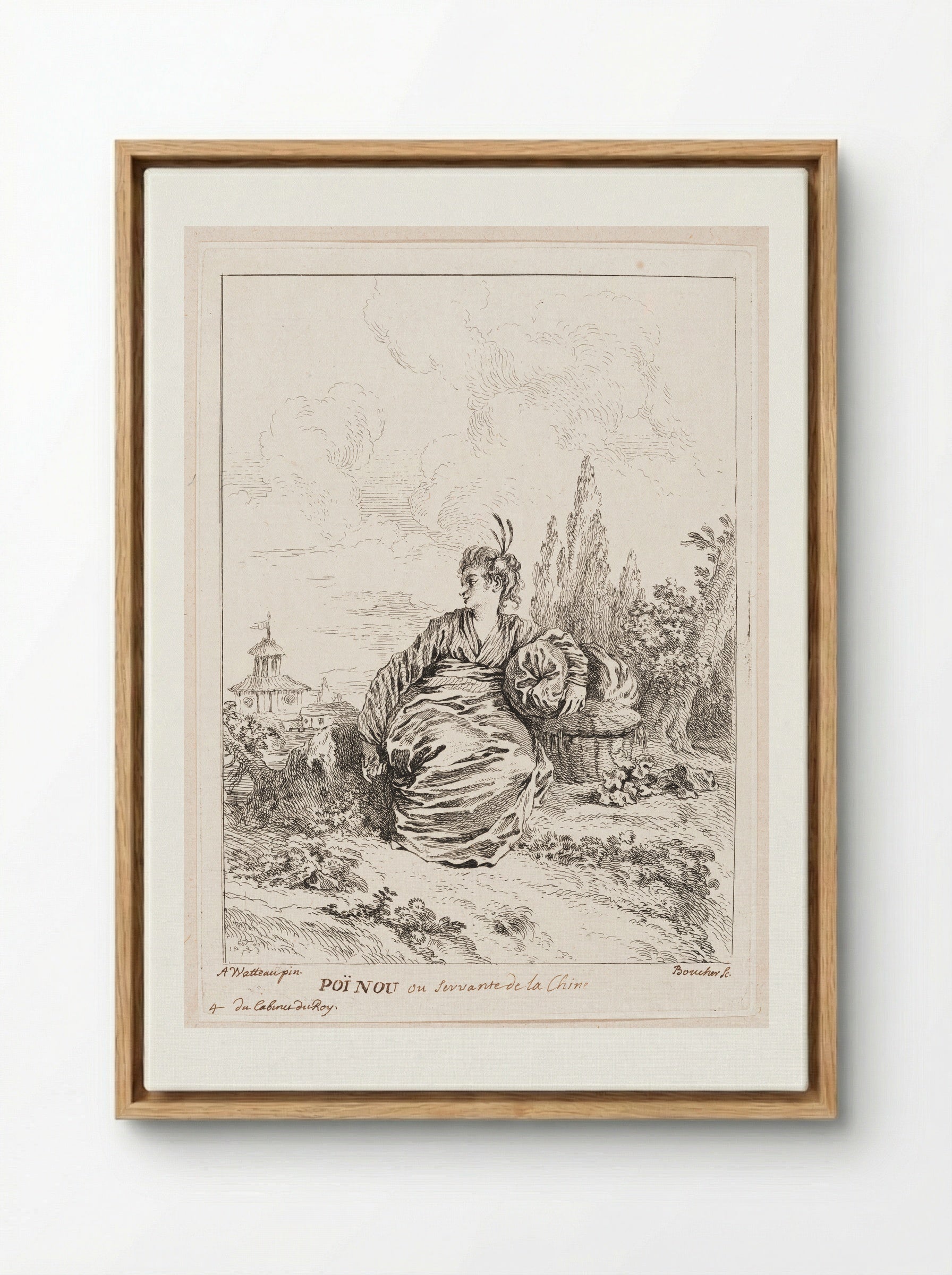 Poï Nou ou Servante de la Chine - François Boucher - Framed Canvas Wood