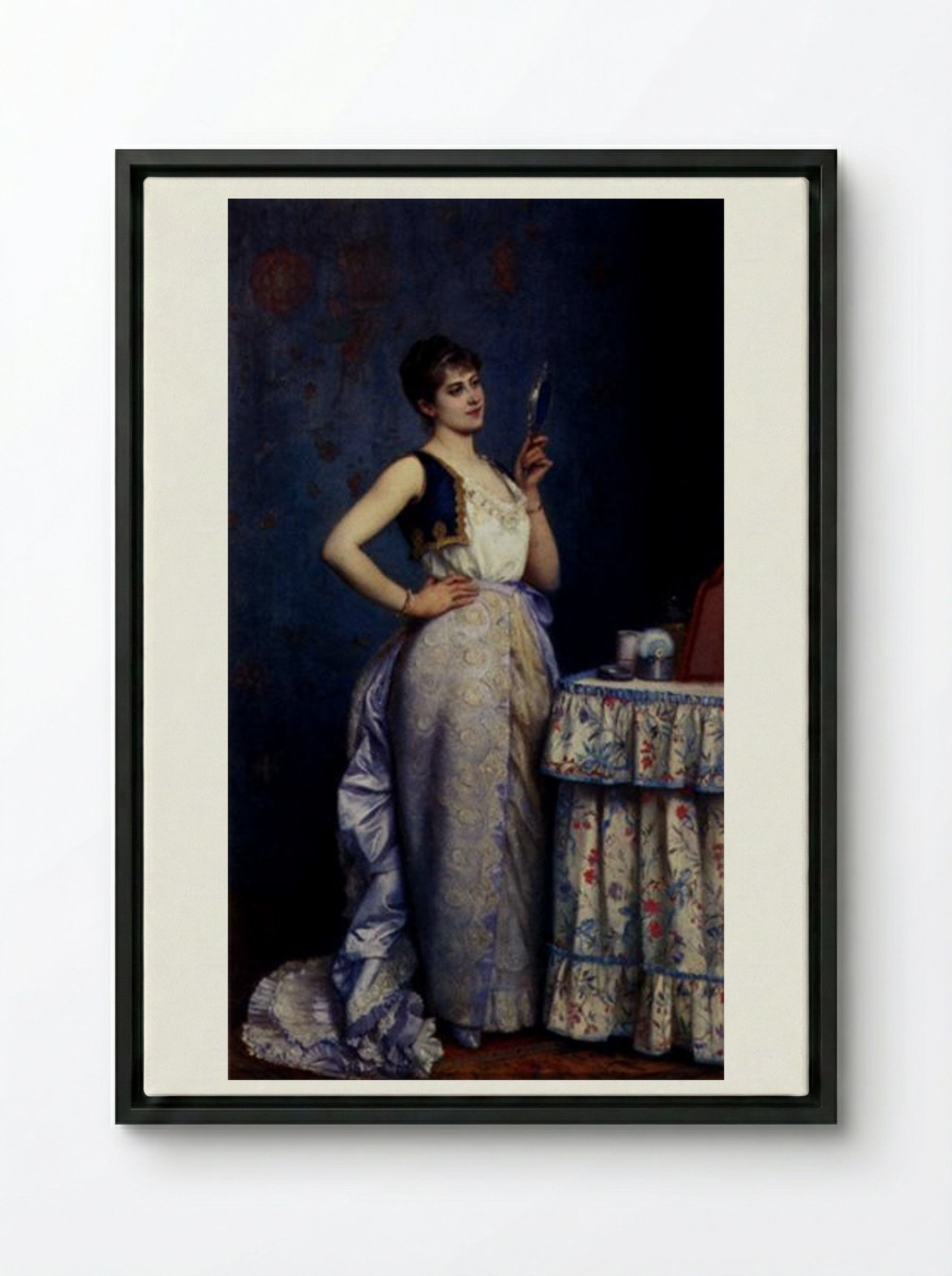 Preparing For The Ball - Auguste Toulmouche - Framed Canvas Black