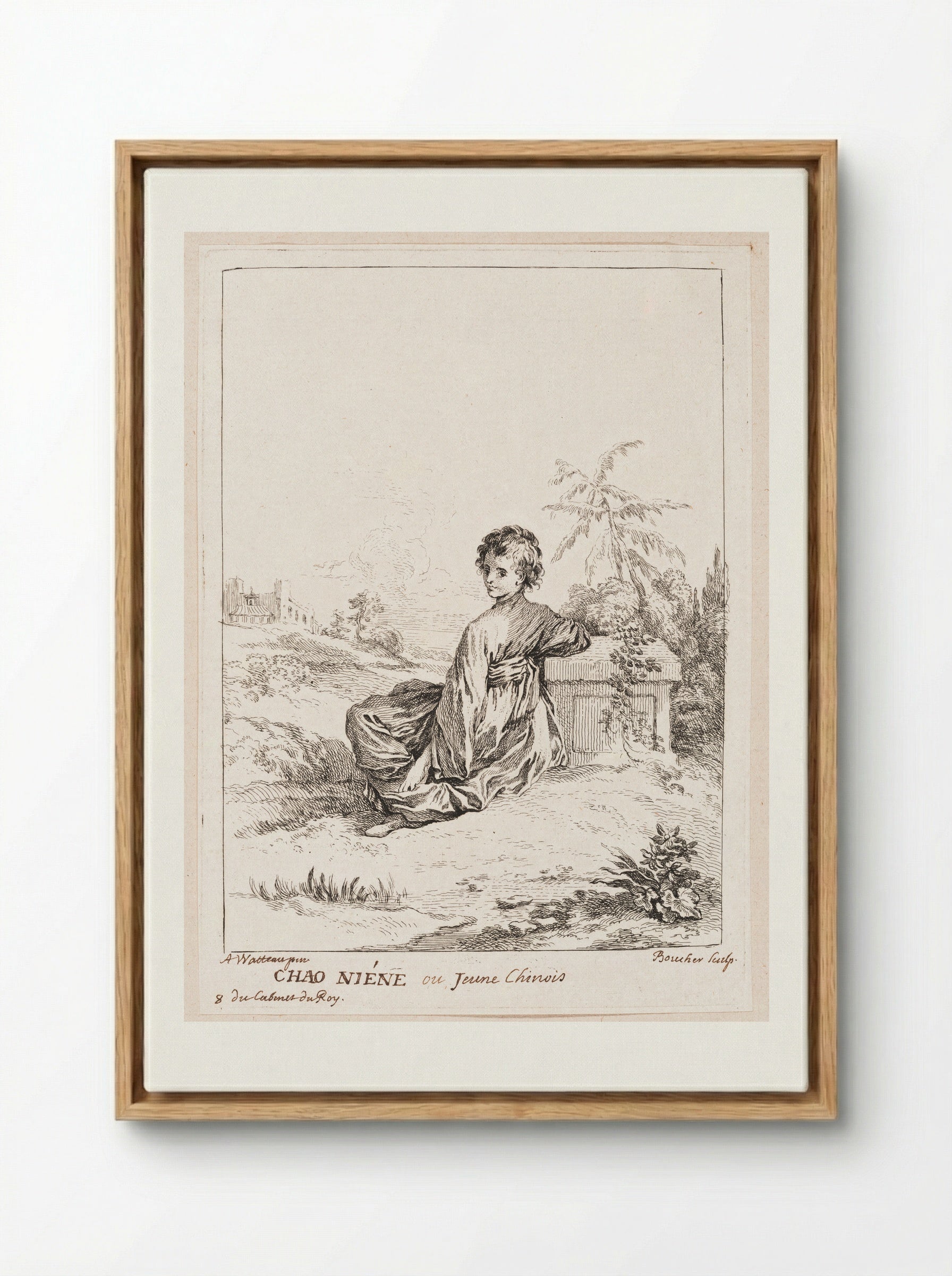 Chao Niene or Young Chinese Boy - François Boucher - Framed Canvas Wood