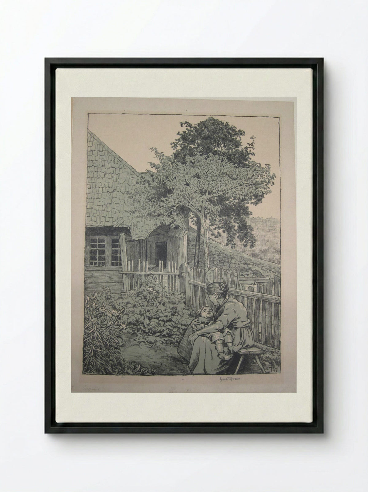 Little Black Forest Garden - Hans Thoma - Framed Canvas Black