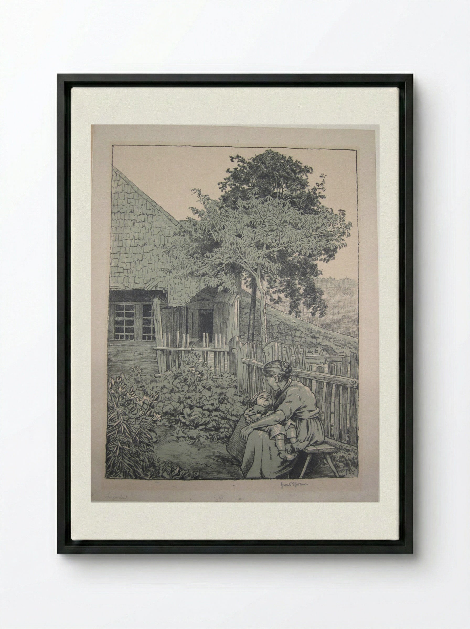 Little Black Forest Garden - Hans Thoma - Framed Canvas Black