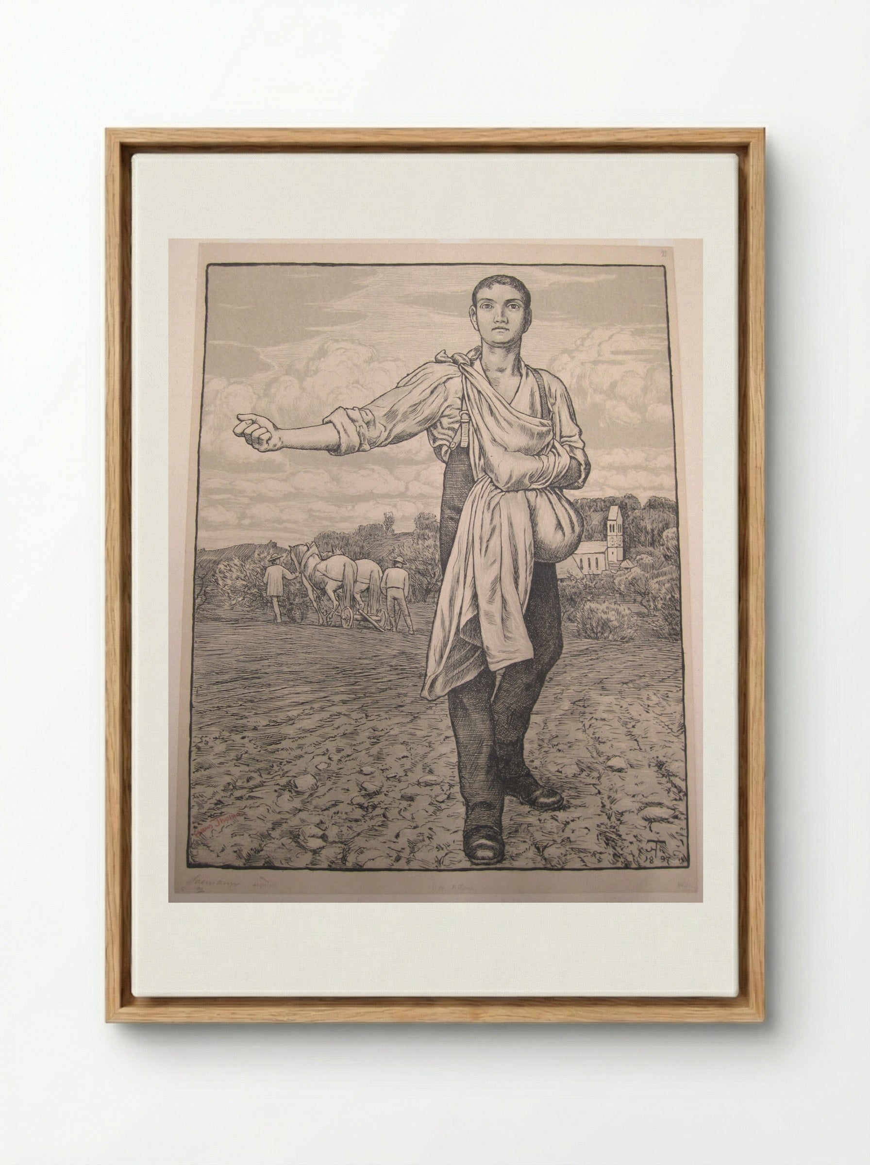 The Sower I - Hans Thoma - Framed Canvas Wood