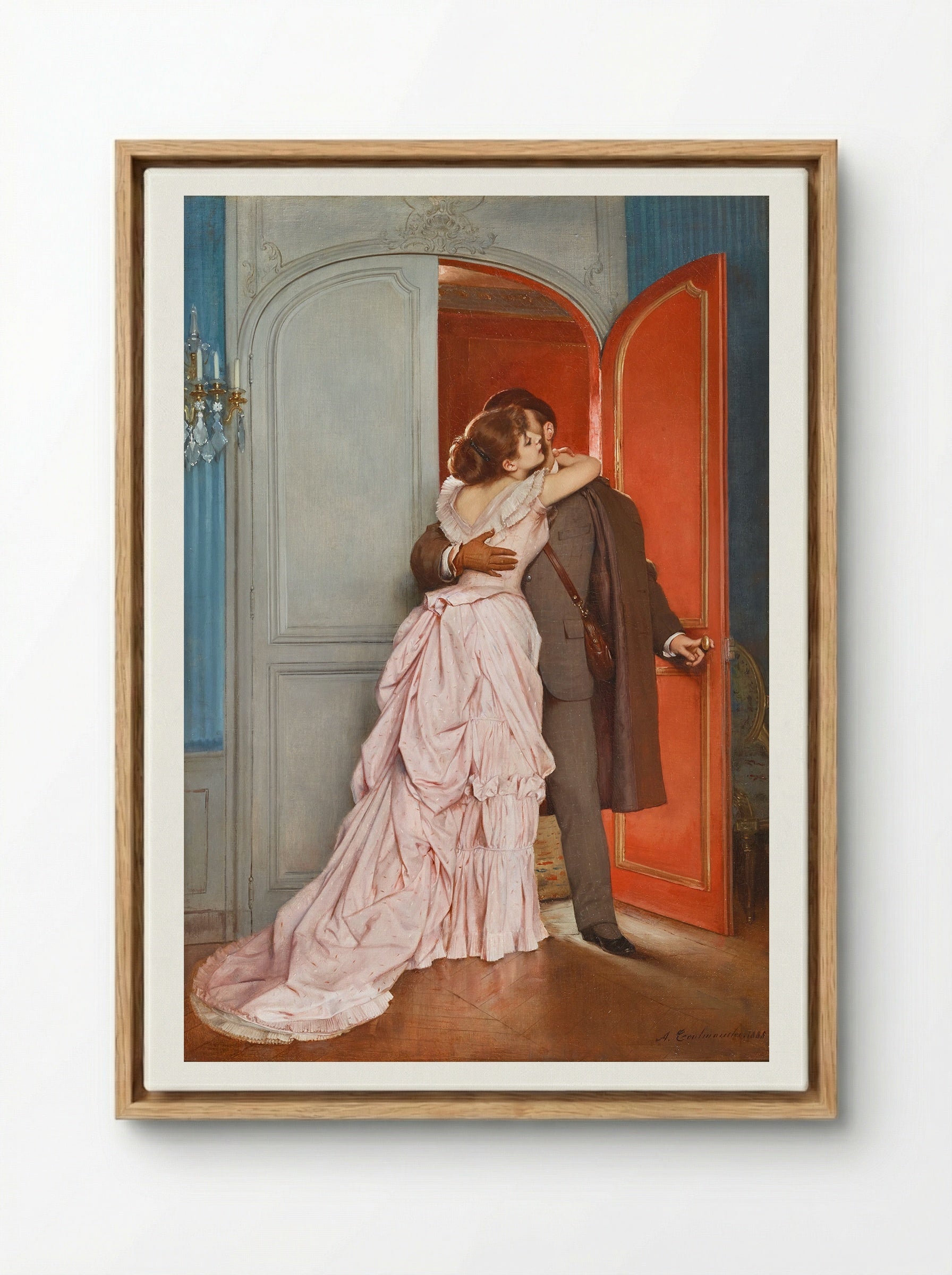 The Kiss - Auguste Toulmouche - Framed Canvas Wood