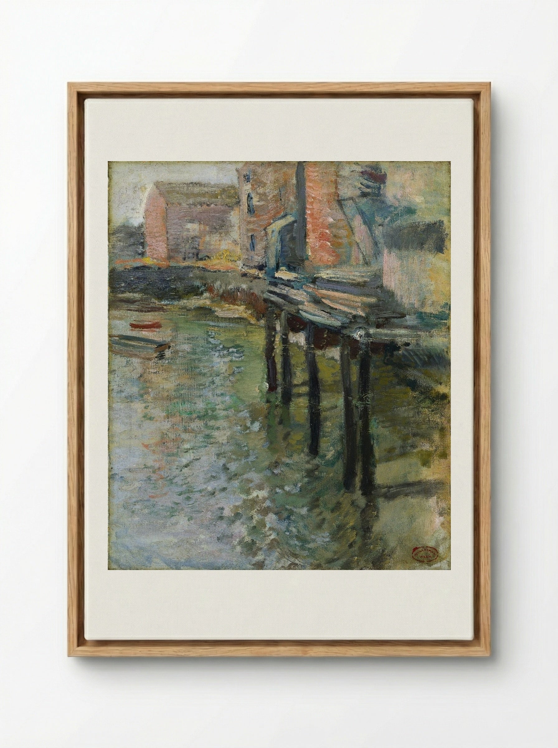 Deserted Wharf (The Old Mill at Cos Cob) - John Henry Twachtman - Framed Canvas Wood