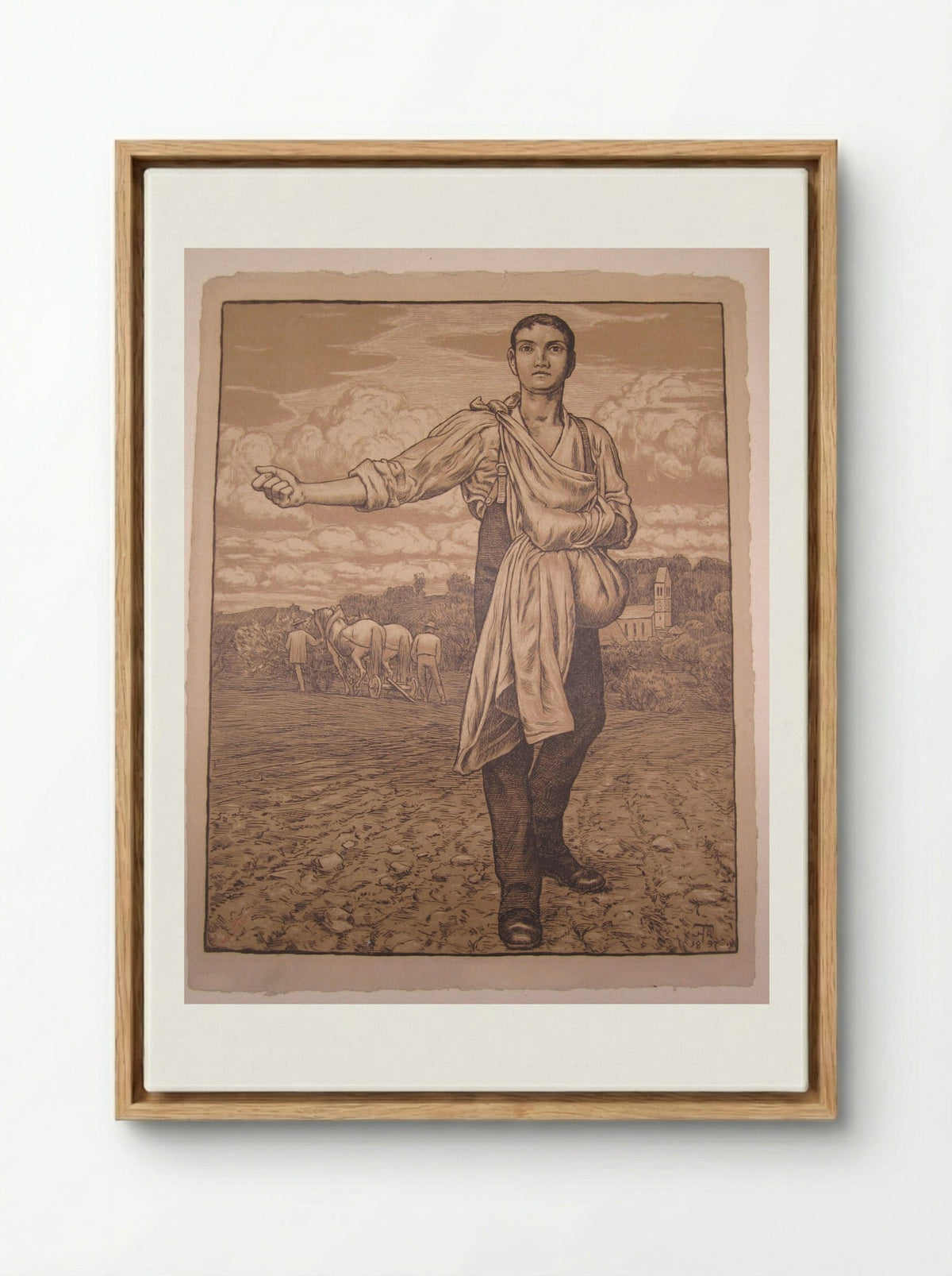 The Sower I - Hans Thoma - Framed Canvas Wood