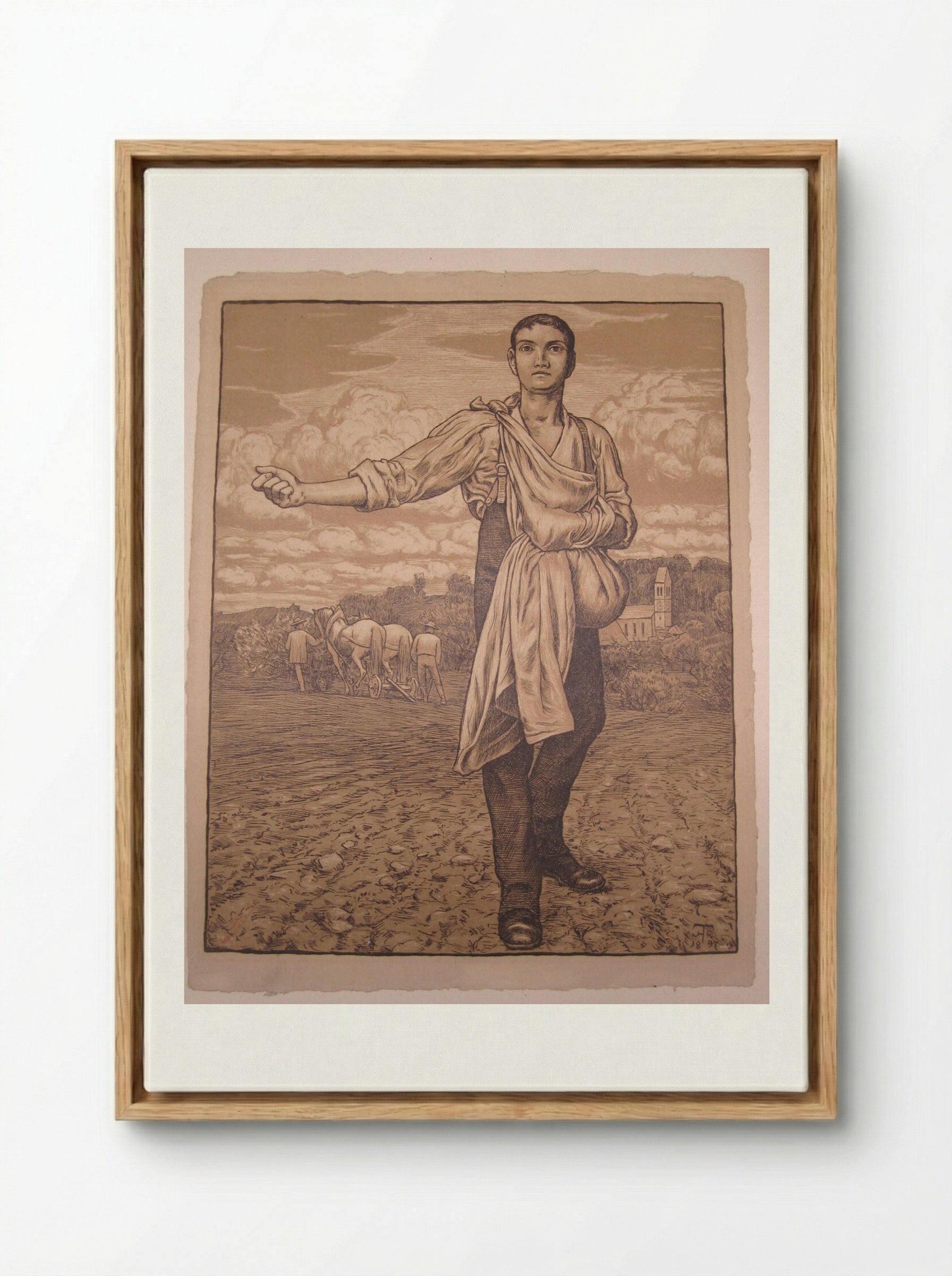 The Sower I - Hans Thoma - Framed Canvas Wood
