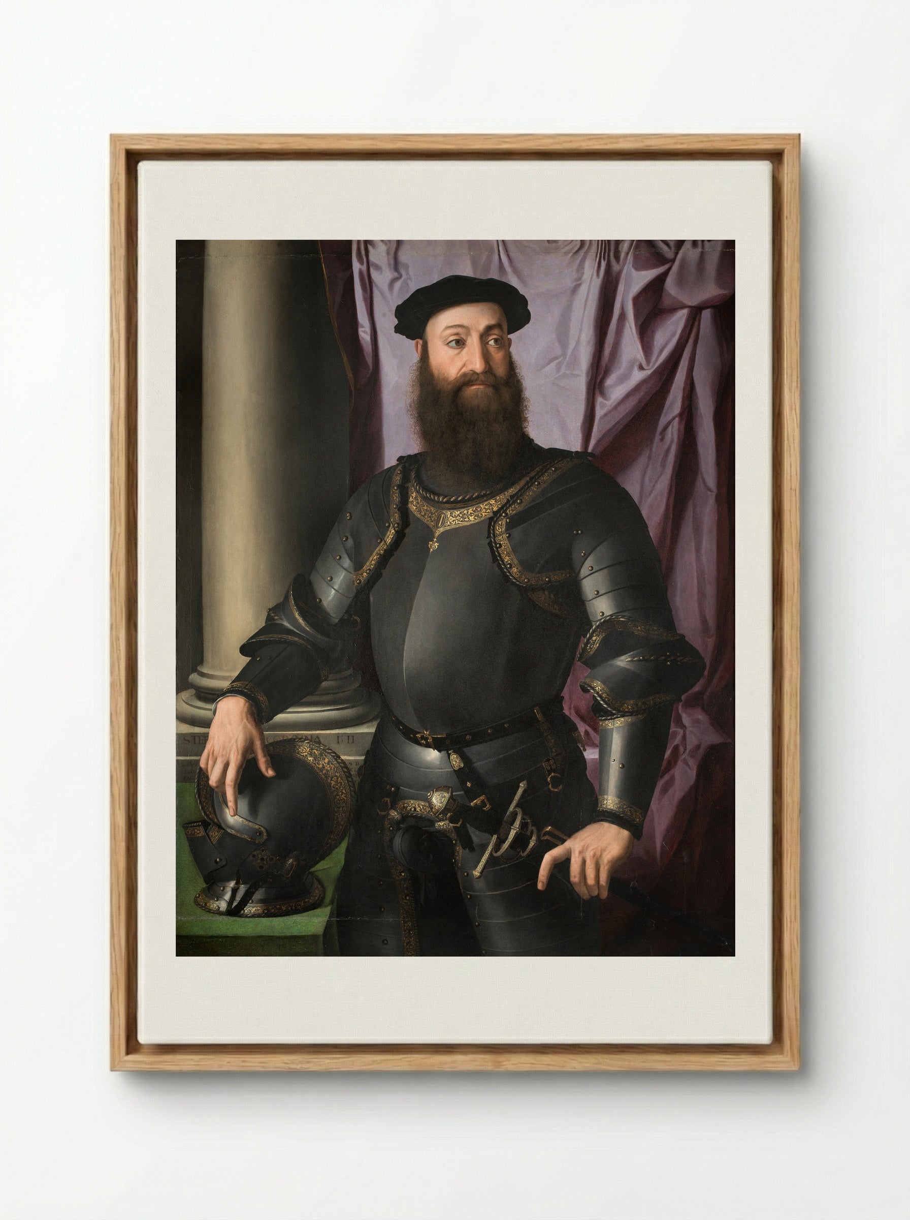 Portrait of Stefano IV Colonna - Agnolo Bronzino - Framed Canvas Wood