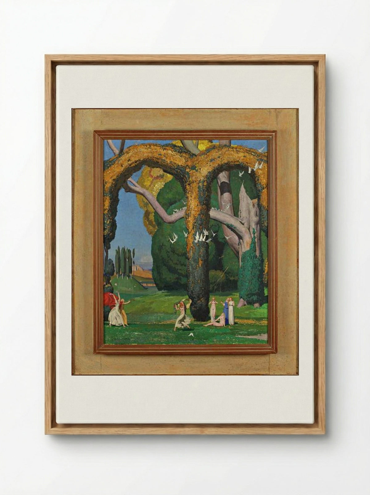 La danseuse et les deux pigeons - Jean Dupas - Framed Canvas Wood