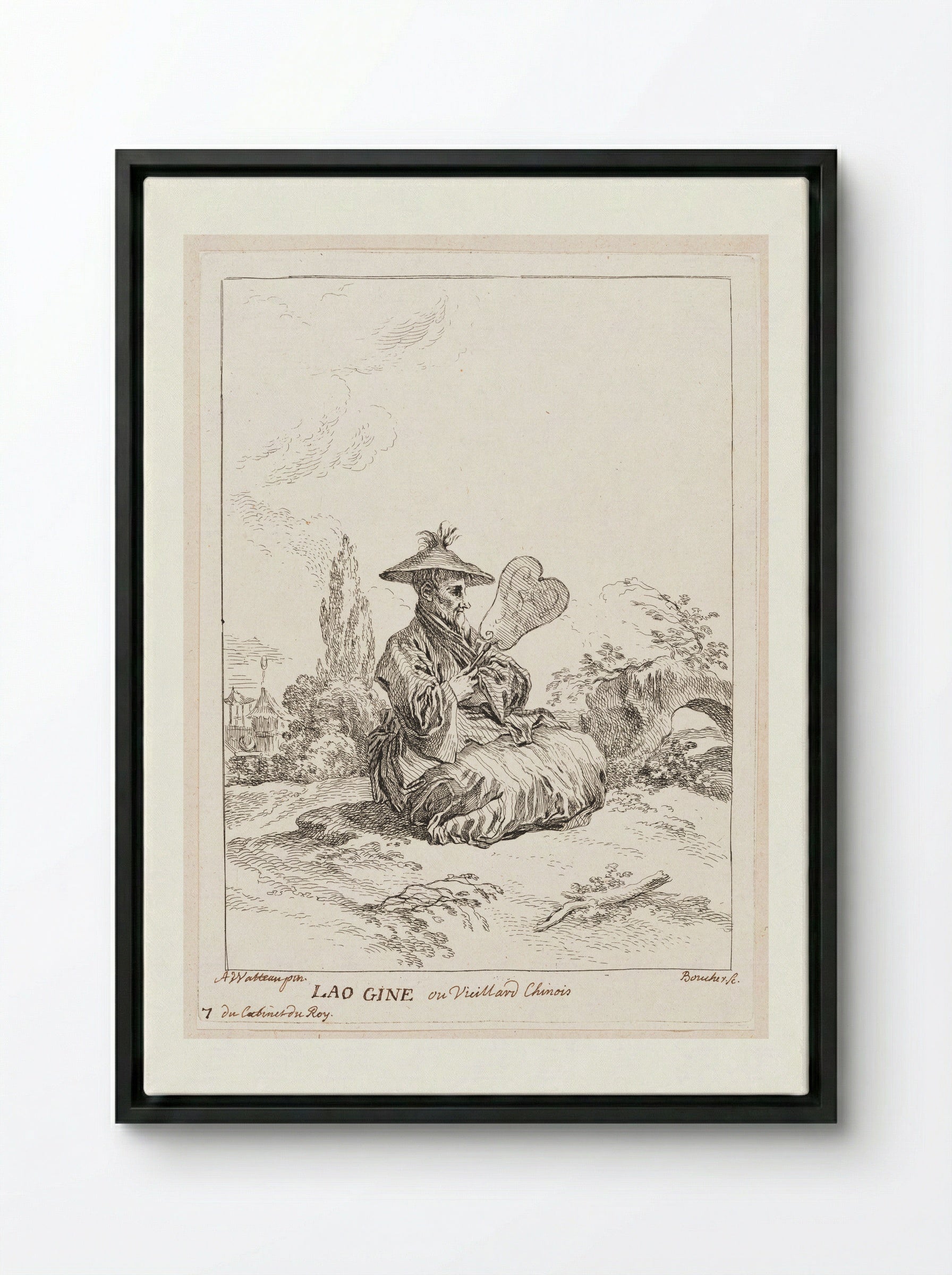 Lao Gine ou Vieillard Chinois - François Boucher - Framed Canvas Black