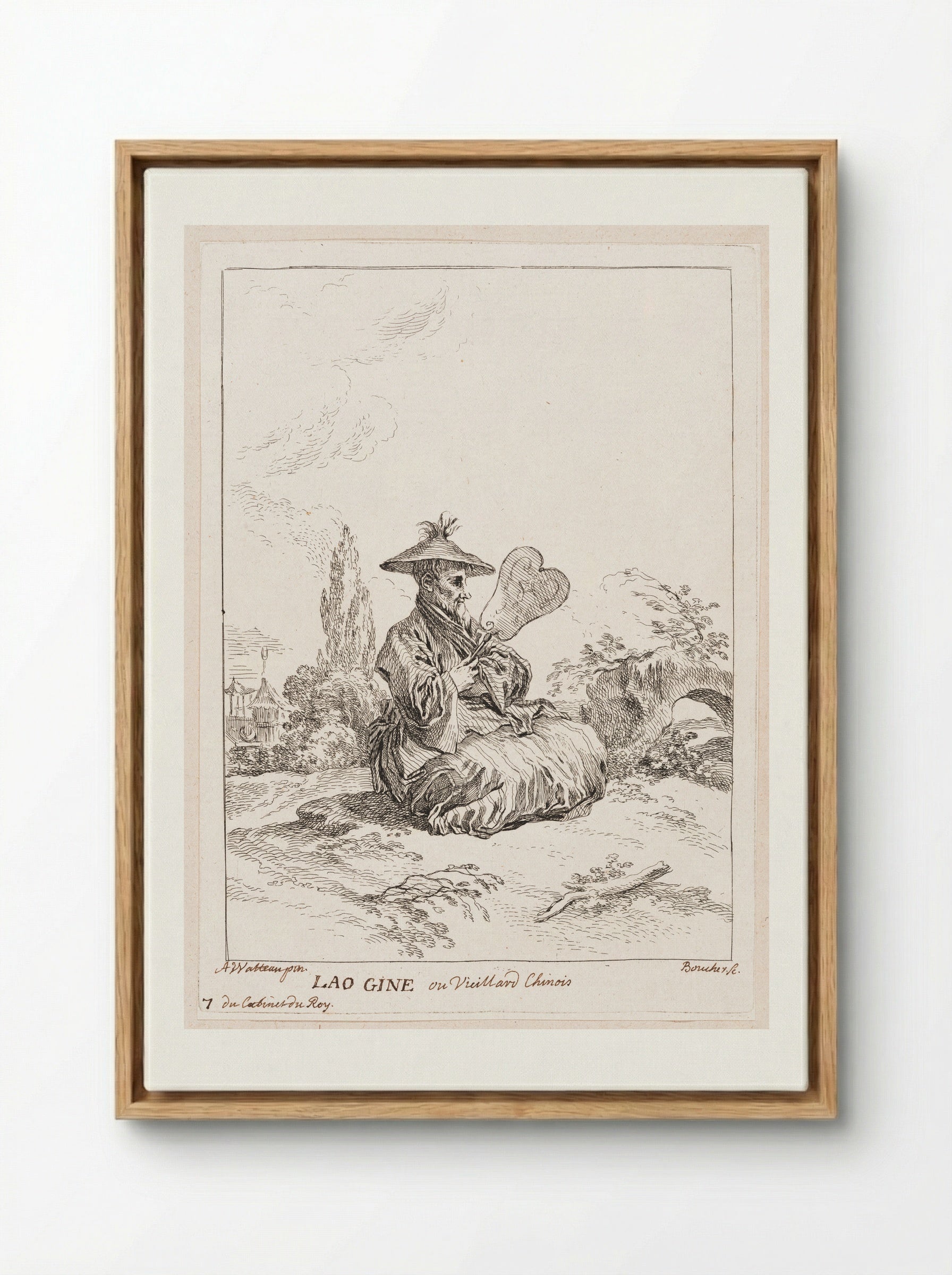 Lao Gine ou Vieillard Chinois - François Boucher - Framed Canvas Wood