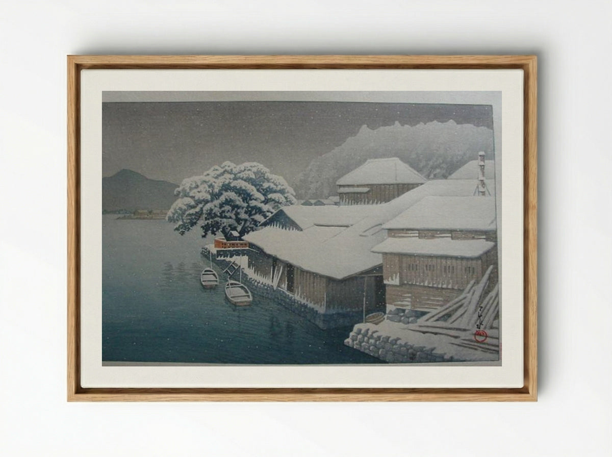 Snow at Ishinomaki - Hasui Kawase - Framed Canvas Wood