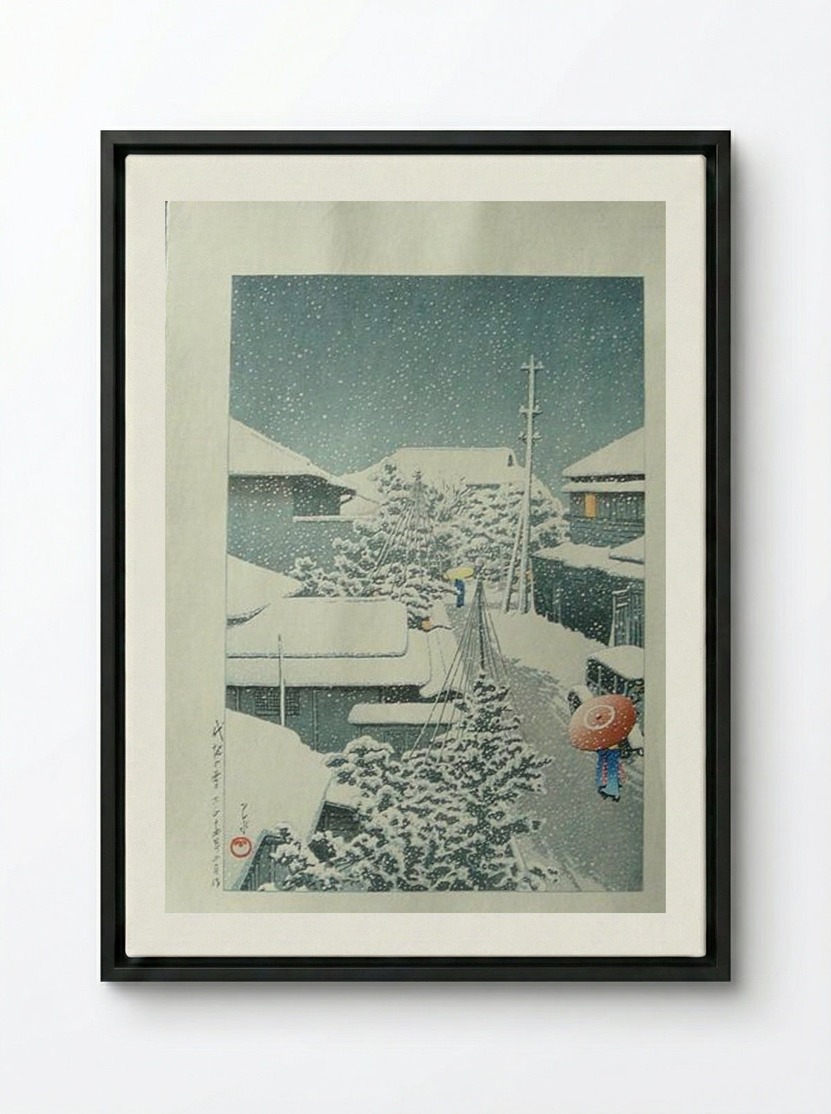 Snow at Shirochi - Hasui Kawase - Framed Canvas Black