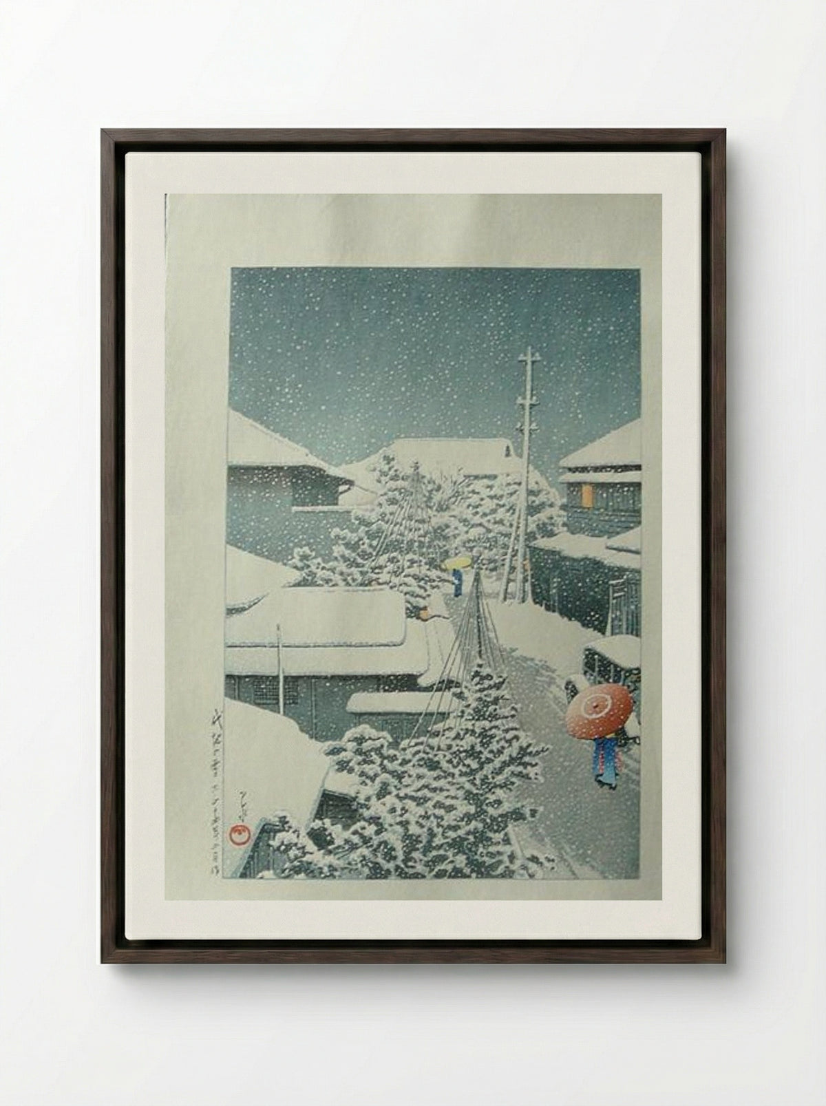 Snow at Shirochi - Hasui Kawase - Framed Canvas Dark Wood