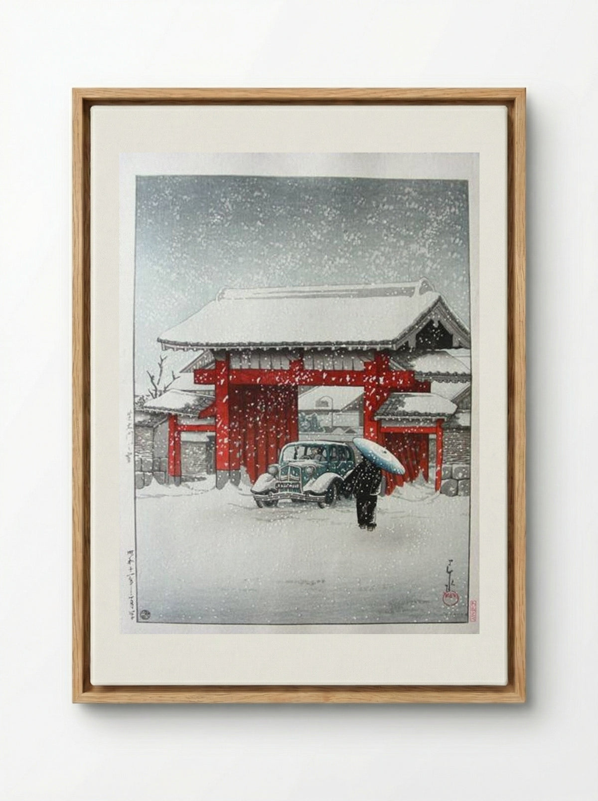Snow at Shiba Daimon - Hasui Kawase - Framed Canvas Wood