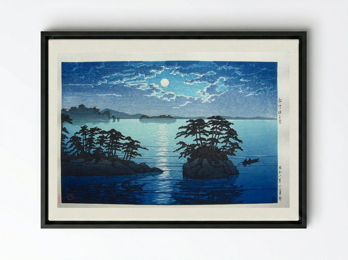 Full Moon at Fugato Island - Hasui Kawase - Framed Canvas Black