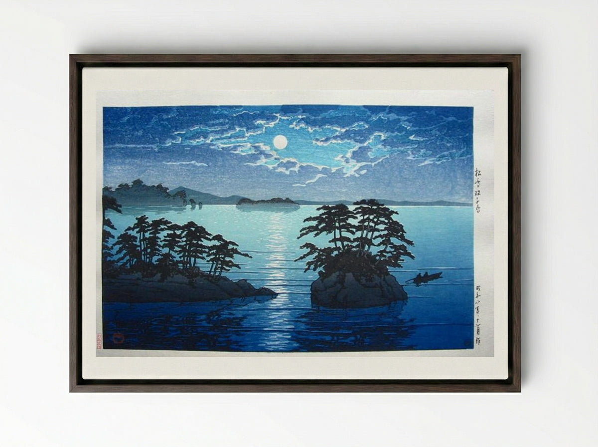 Full Moon at Fugato Island - Hasui Kawase - Framed Canvas Dark Wood