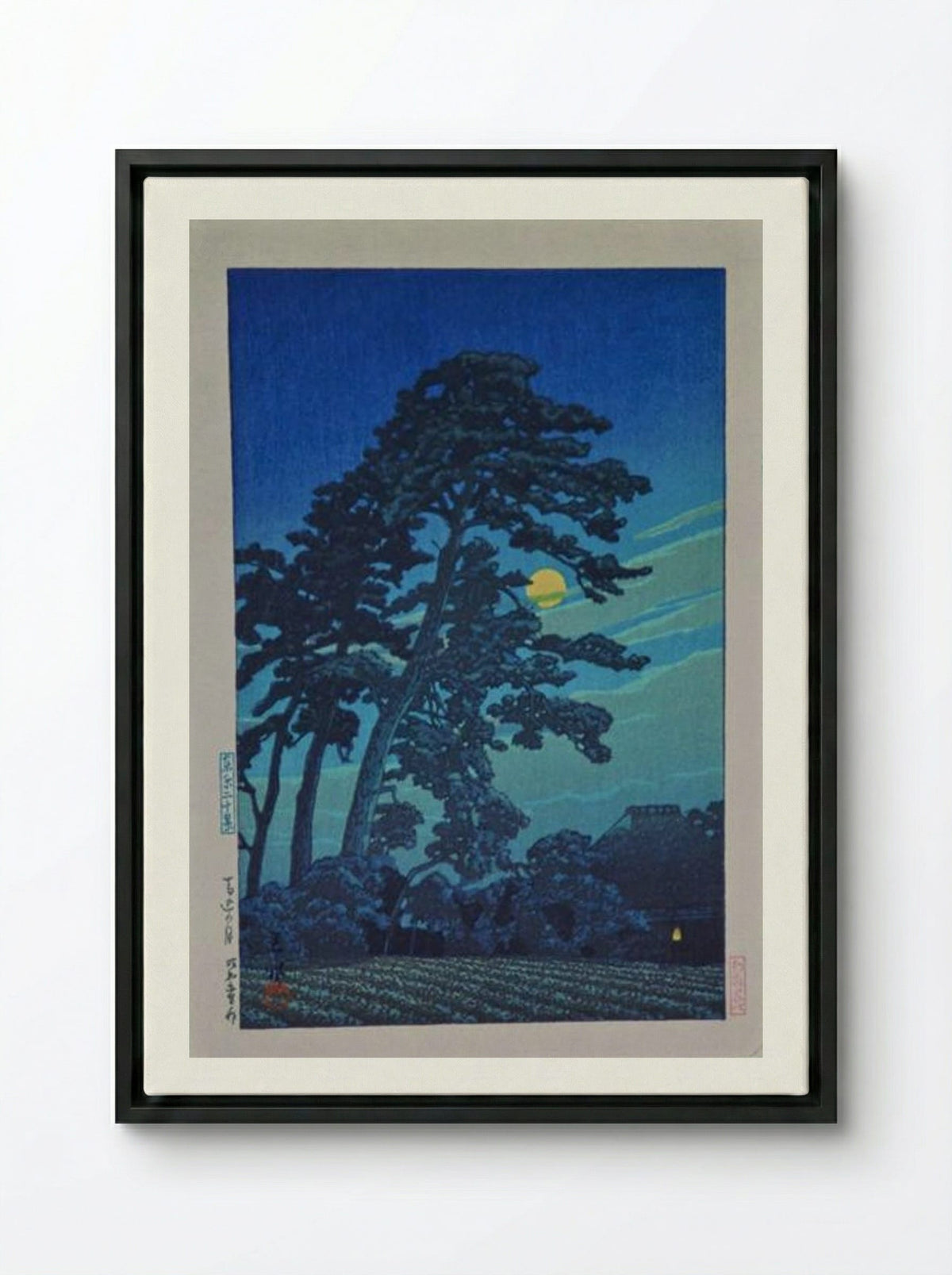 Full Moon at Magome - Hasui Kawase - Framed Canvas Black