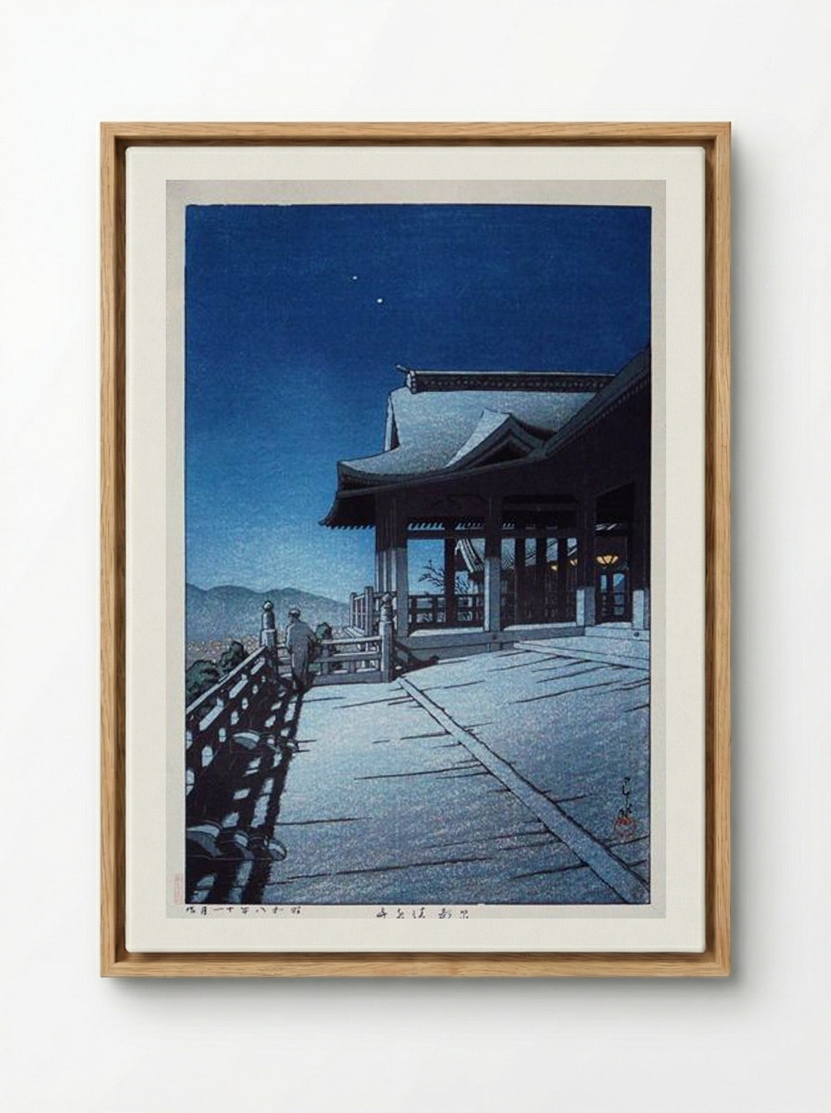 Self-Portrait at Kiyomizu Temple, Kyoto - Hasui Kawase - Framed Canvas Wood