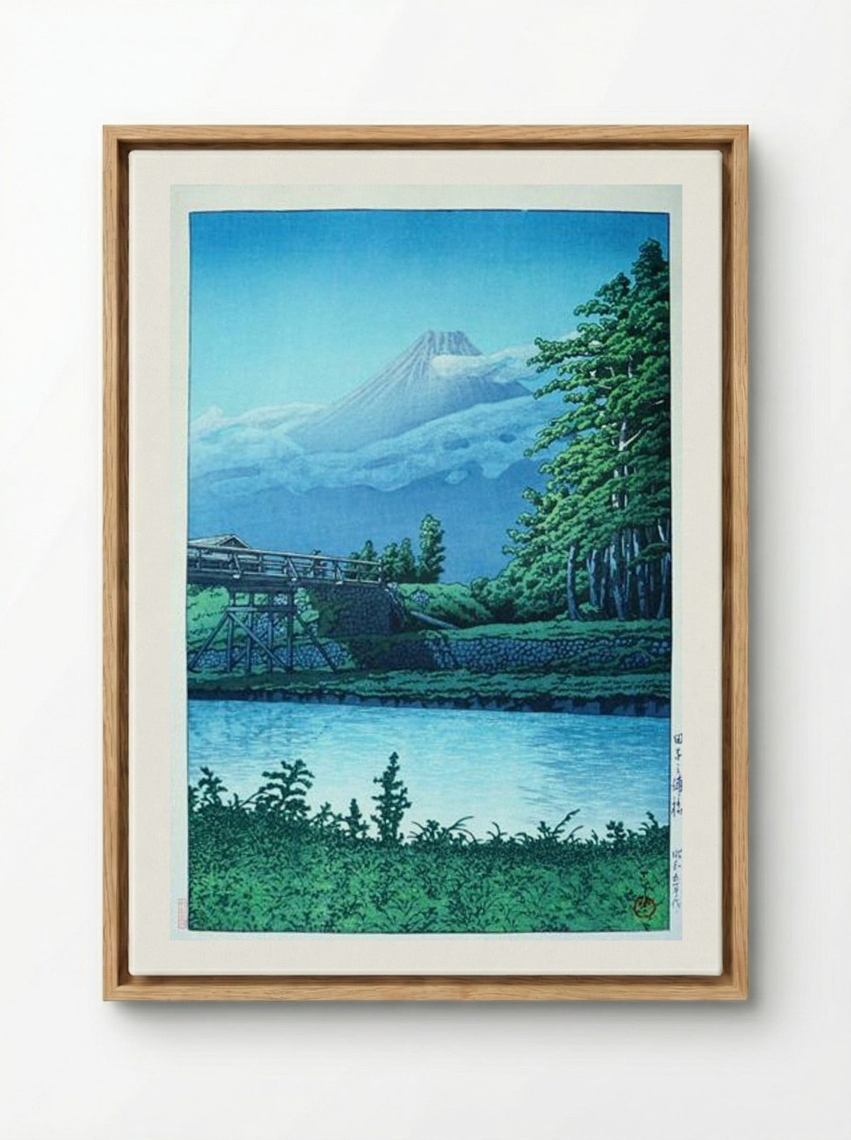 Mount Fuji from Taganora Bridge - Hasui Kawase - Framed Canvas Wood
