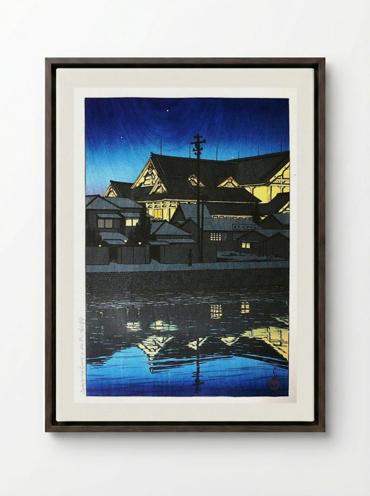 Kabuki Theatre - Hasui Kawase - Framed Canvas Dark Wood