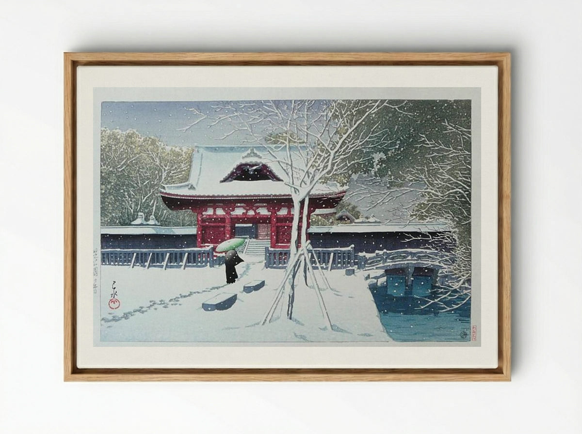 Snow at Shiba Park - Hasui Kawase - Framed Canvas Wood