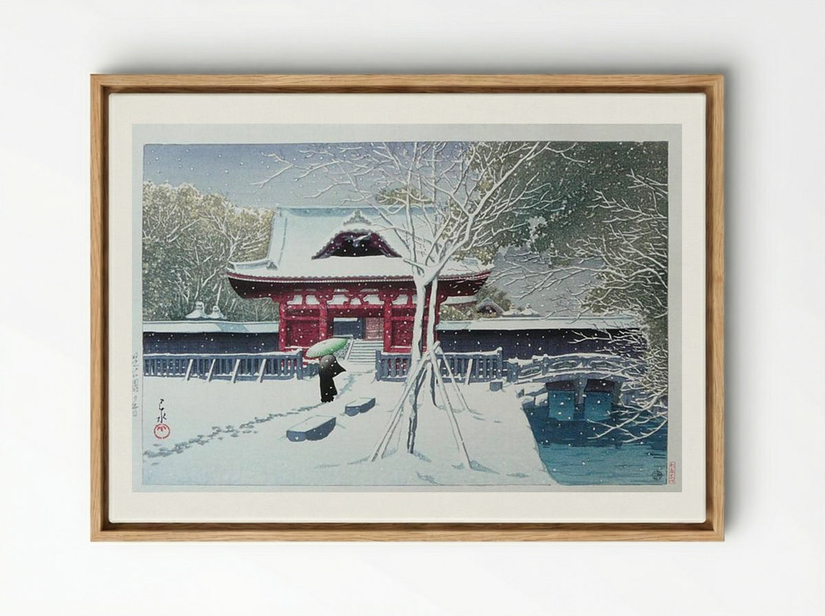 Snow at Shiba Park - Hasui Kawase - Framed Canvas Wood