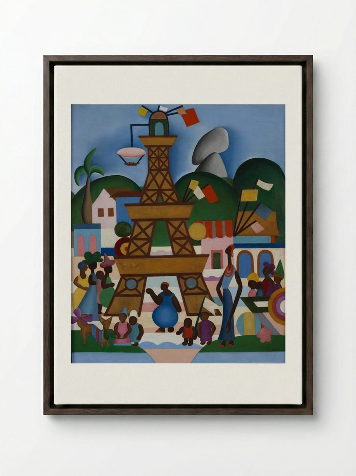 Carnaval em Madureira - Tarsila do Amaral - Framed Canvas Dark Wood