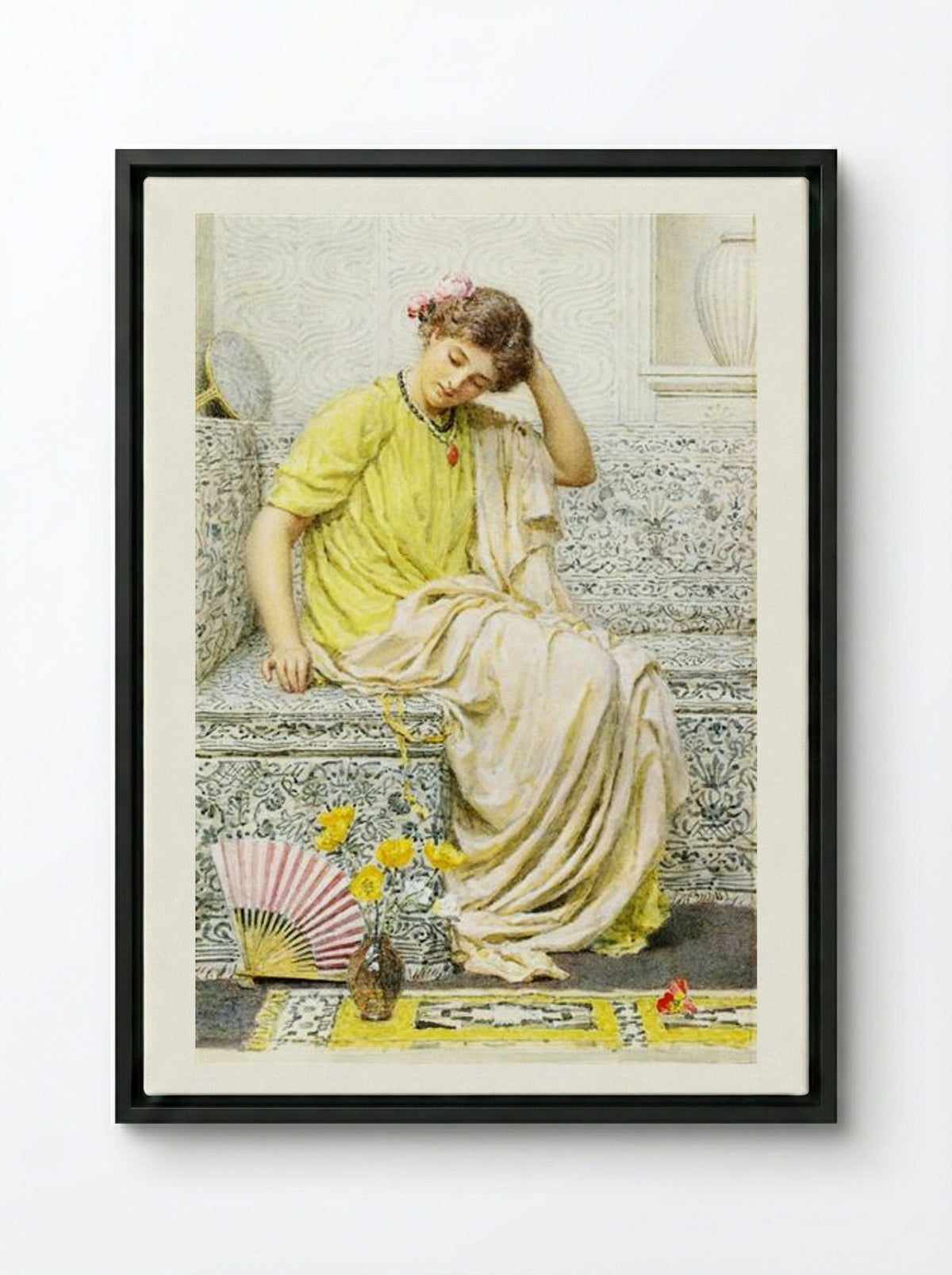 Hairpins - Albert Joseph Moore - Framed Canvas Black