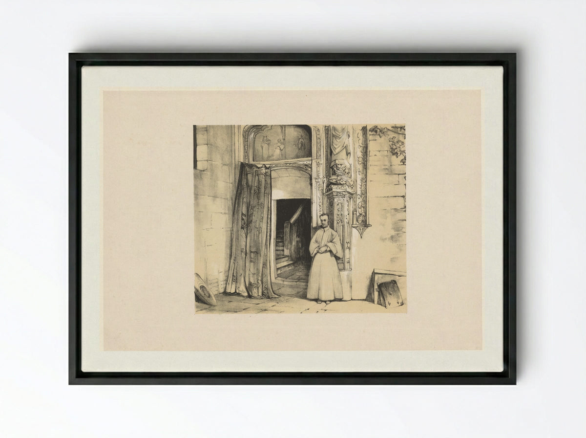 Doorway of the Convento de San Juan de los Reyes, Toledo - John Frederick Lewis - Framed Canvas Black