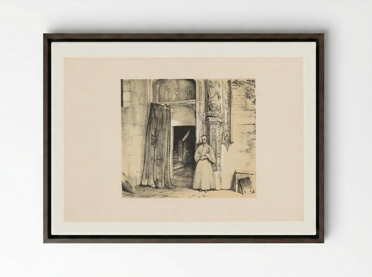 Doorway of the Convento de San Juan de los Reyes, Toledo - John Frederick Lewis - Framed Canvas Dark Wood