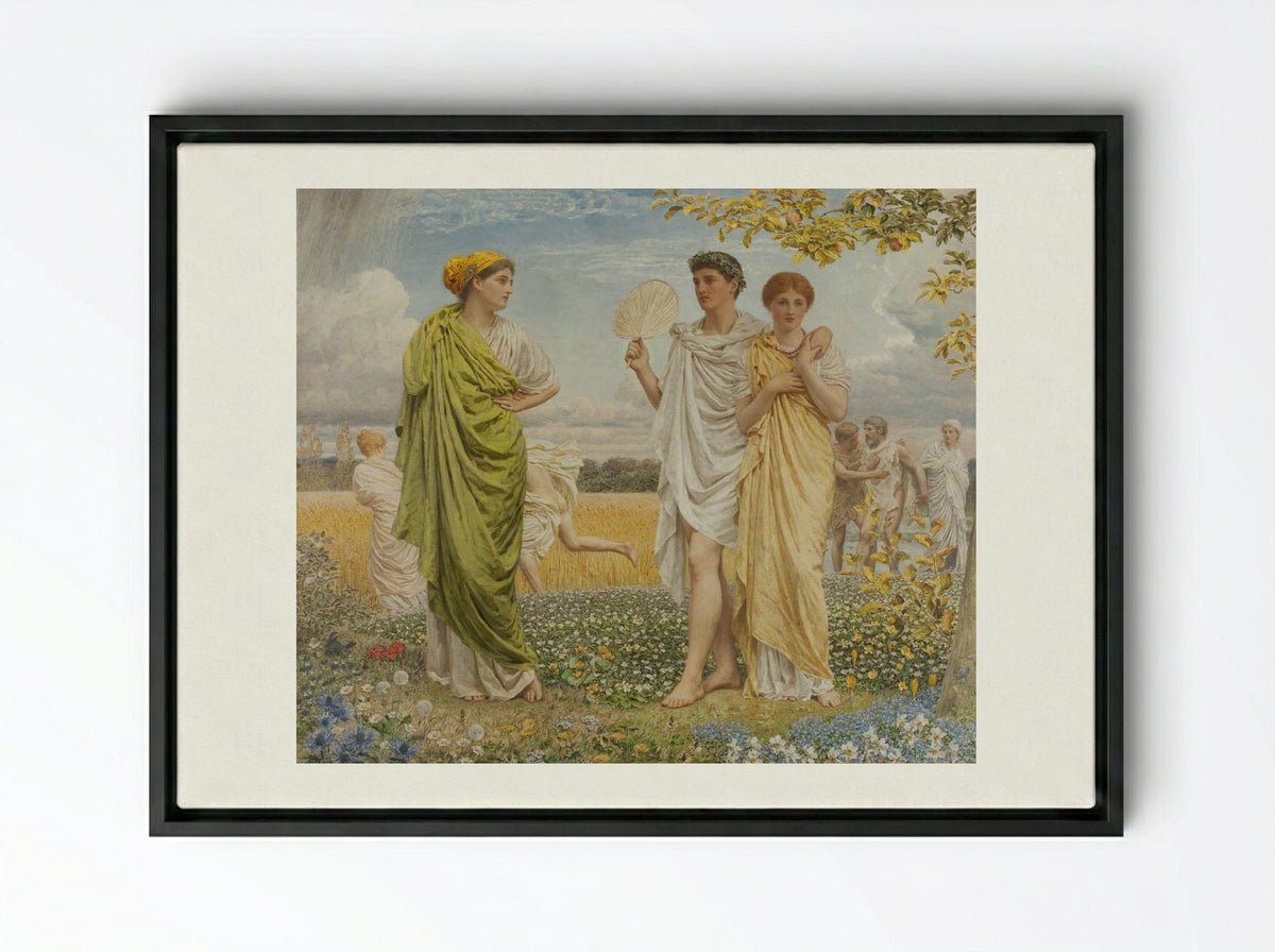 Loves of the Wind and the Seasons - Albert Joseph Moore - Framed Canvas Black