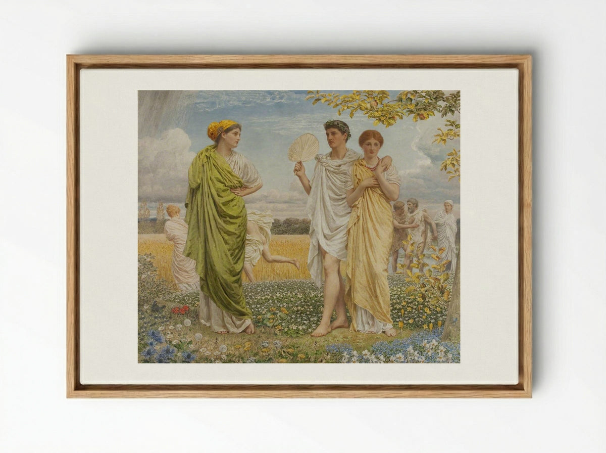 Loves of the Wind and the Seasons - Albert Joseph Moore - Framed Canvas Wood