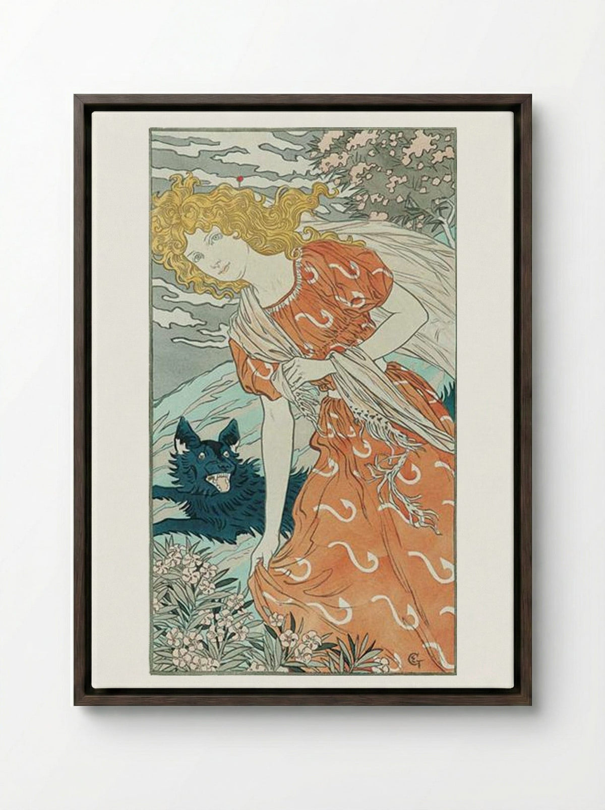 Danger - Eugène Grasset - Framed Canvas Dark Wood
