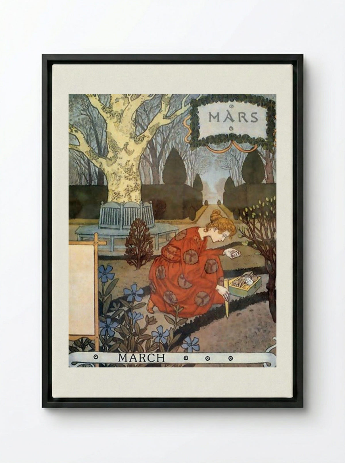 La Belle Jardinière - March - Eugène Grasset - Framed Canvas Black