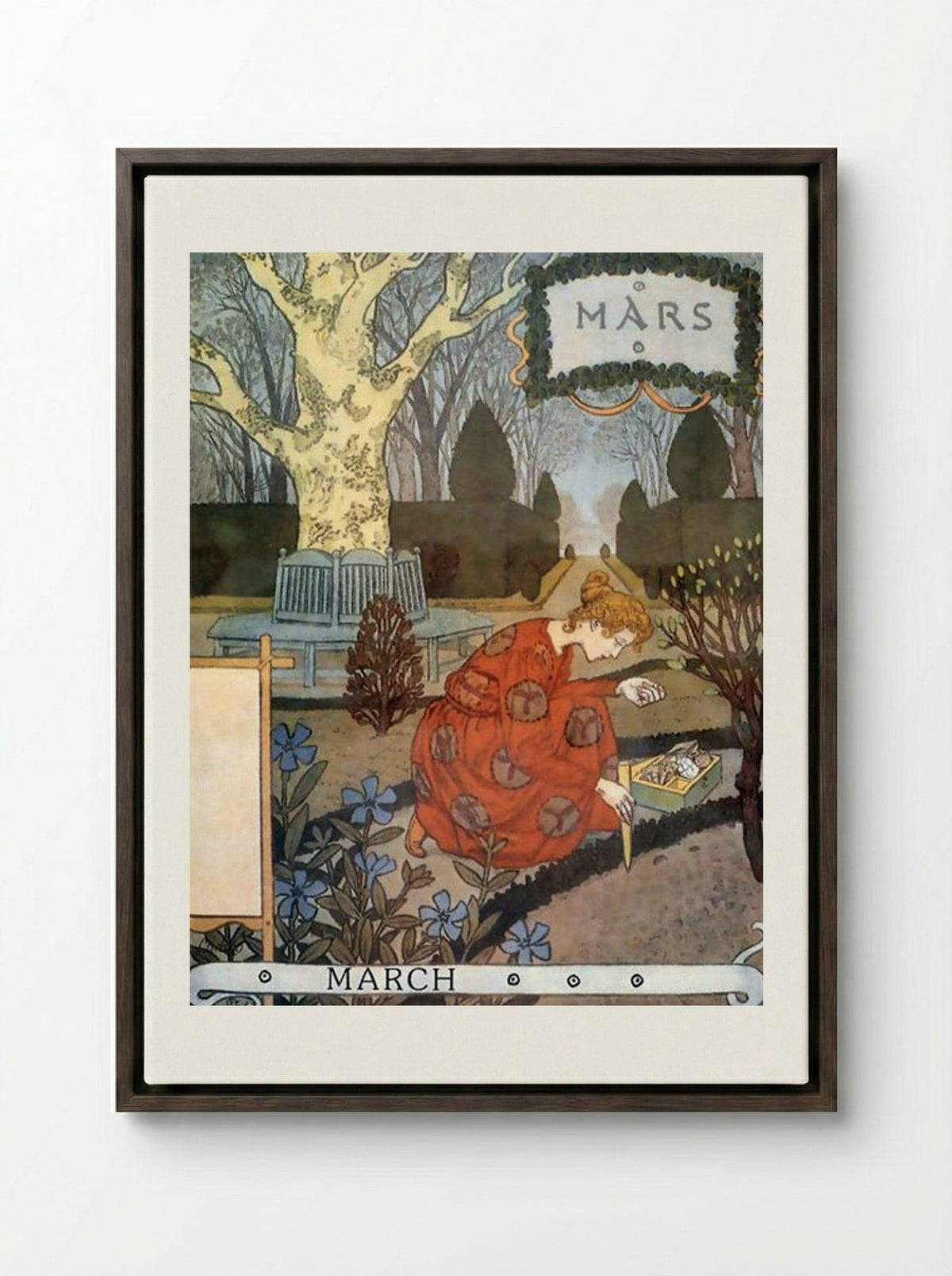 La Belle Jardinière - March - Eugène Grasset - Framed Canvas Dark Wood