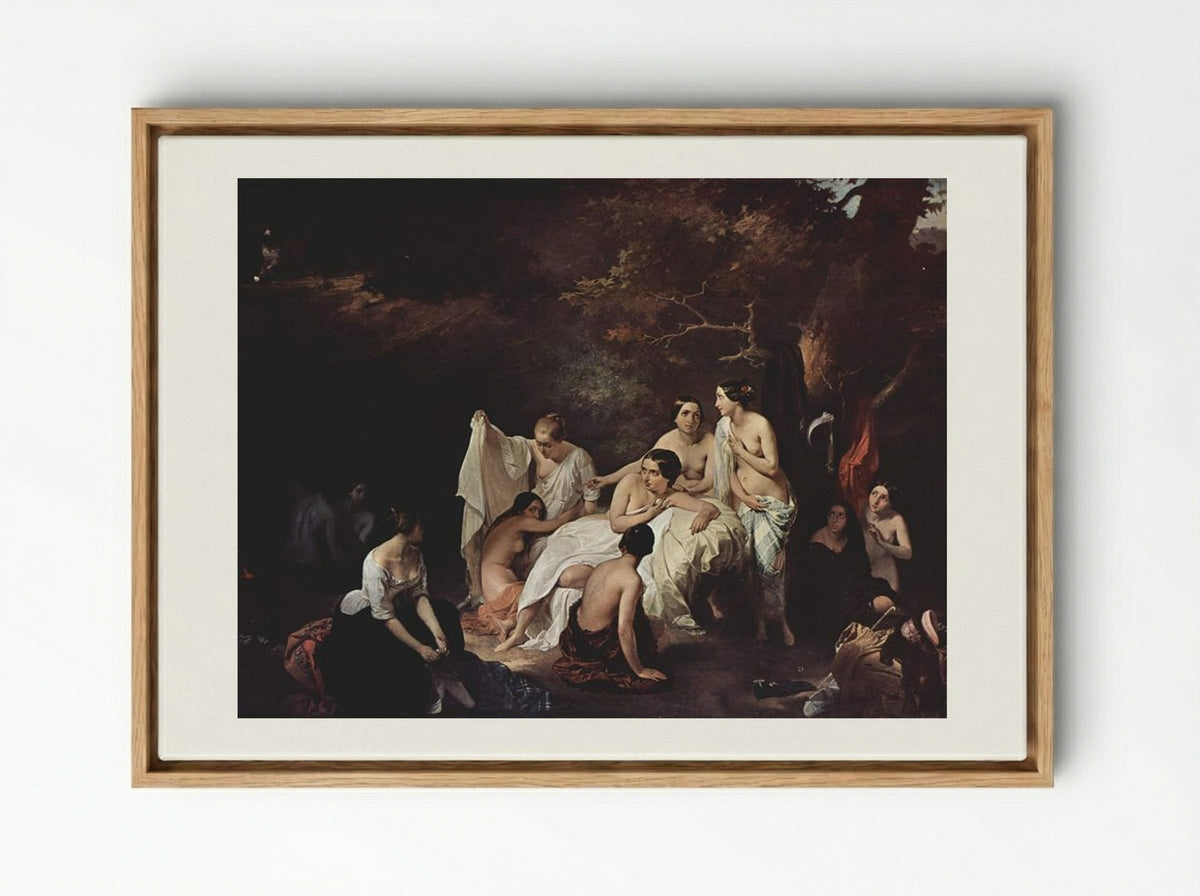 Bathing Nymphs - Francesco Hayez - Framed Canvas Wood