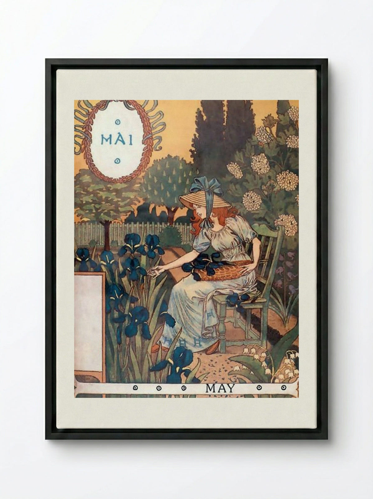 La Belle Jardinière - May - Eugène Grasset - Framed Canvas Black